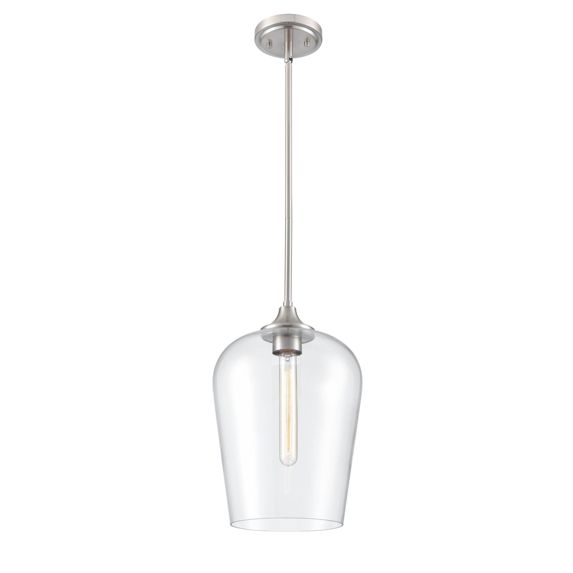 Shown in Brushed Nickel finish and Clear glass