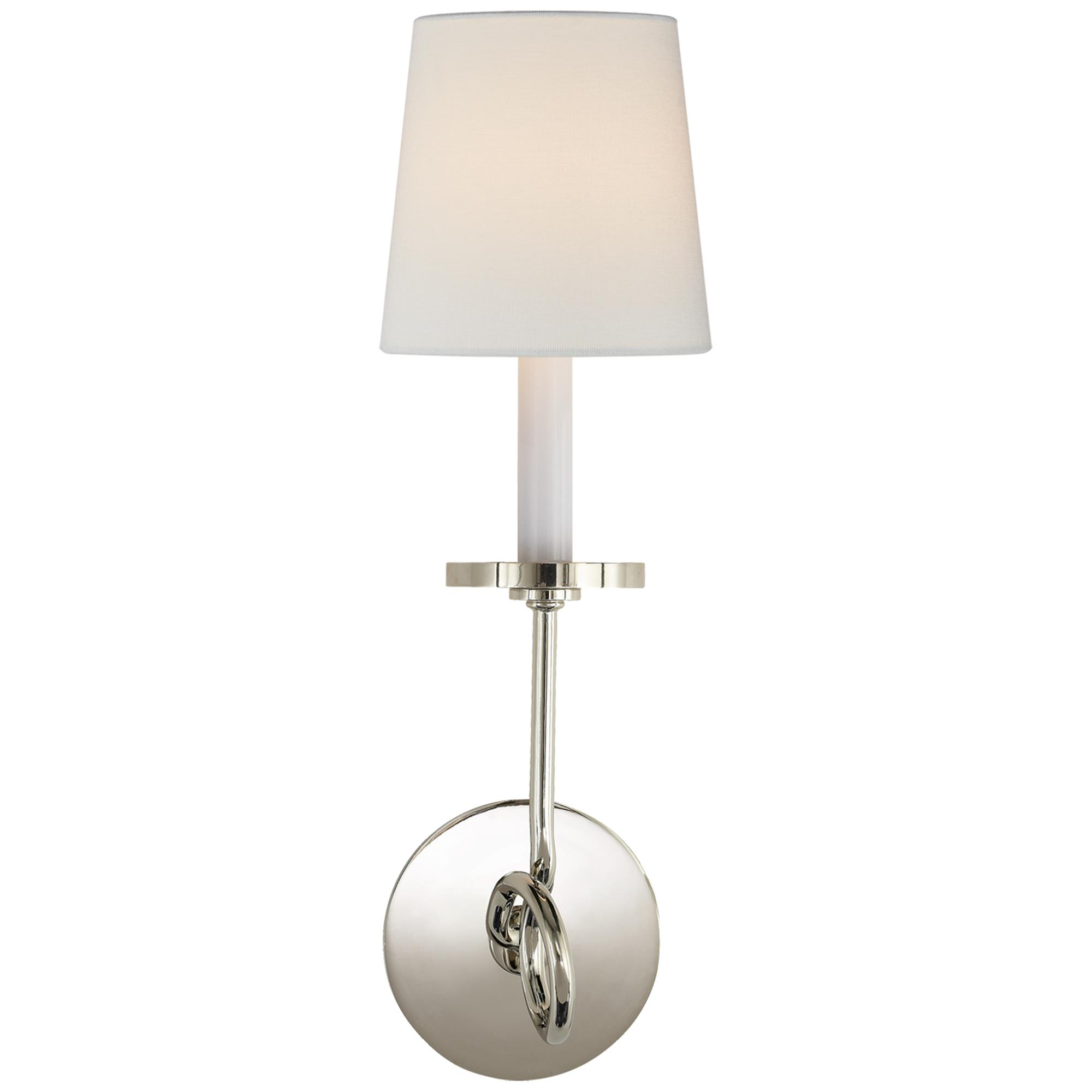 Shown in Polished Nickel finish and Linen shade