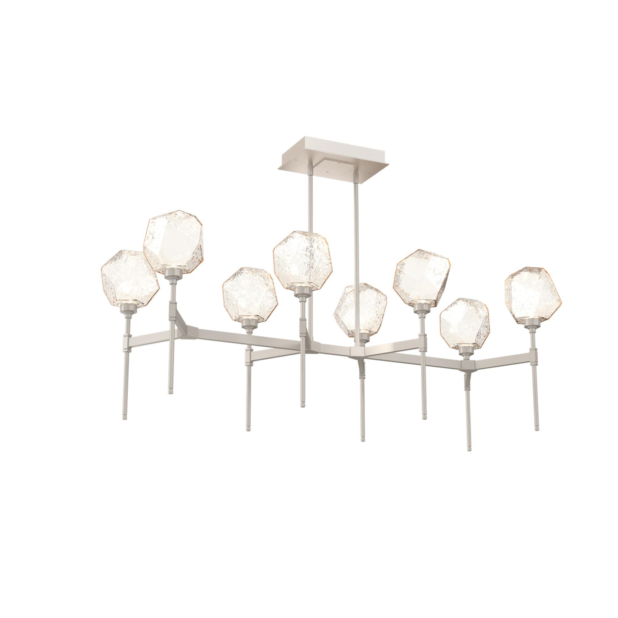 Shown in Metallic Beige Silver finish and Amber glass