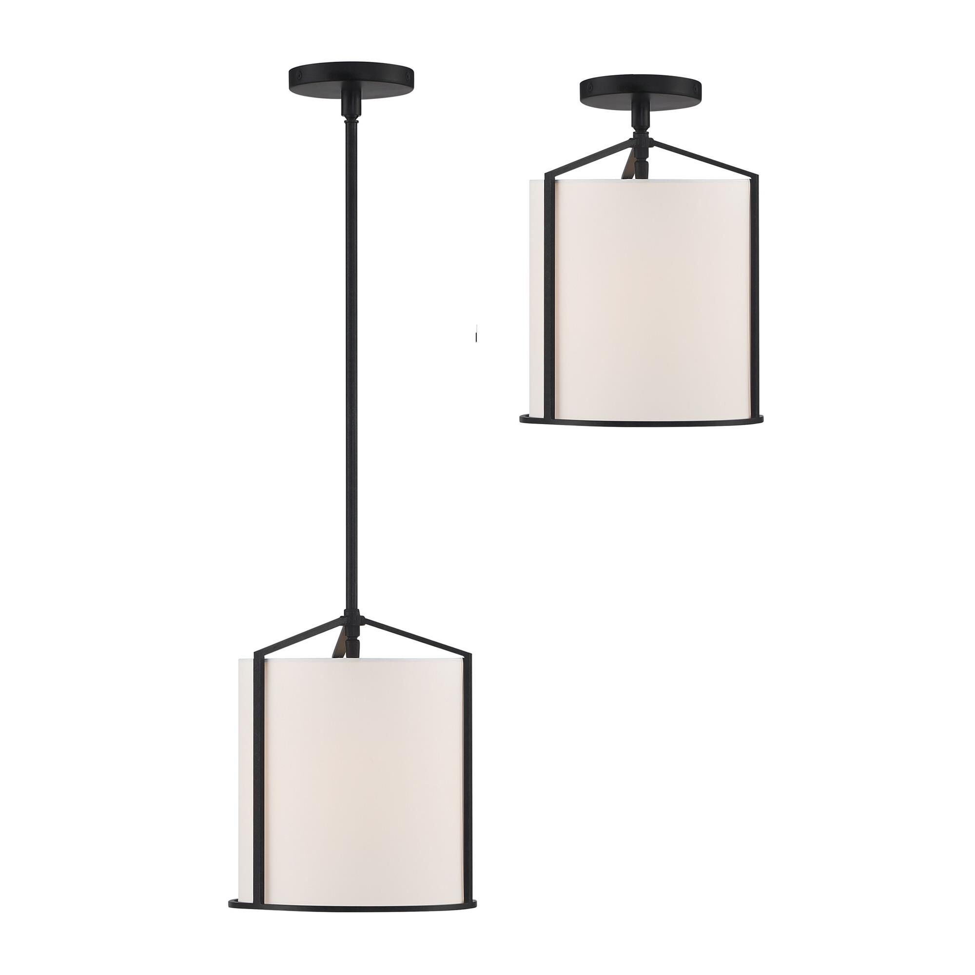 Shown in Black finish and Fabric shade