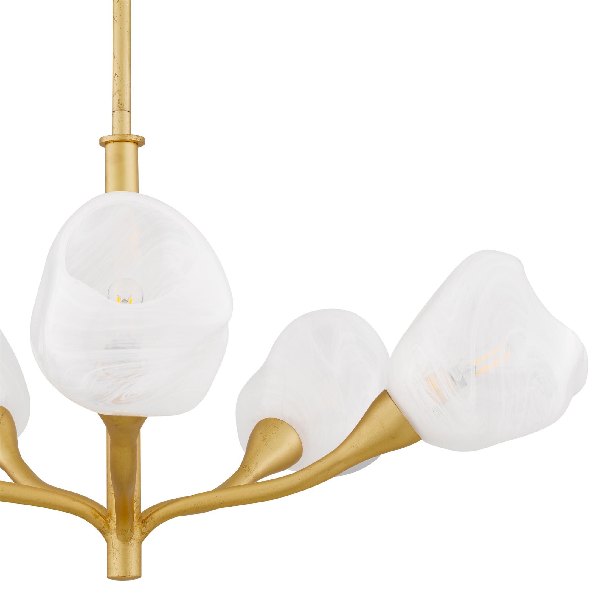Shown in Gold Leaf finish and Clear Alabaster Glass shade