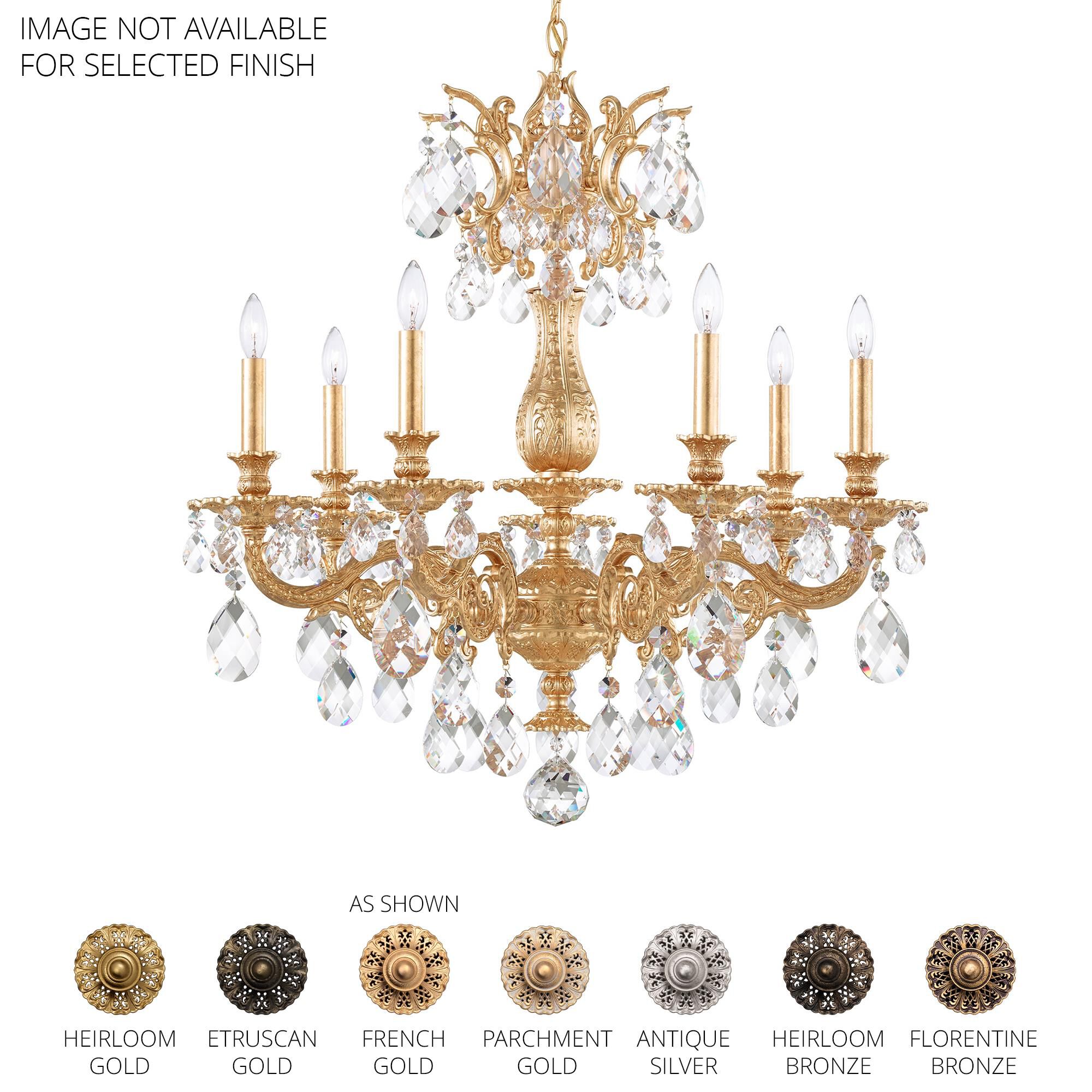 Shown in Parchment Gold finish and Clear Radiance crystal