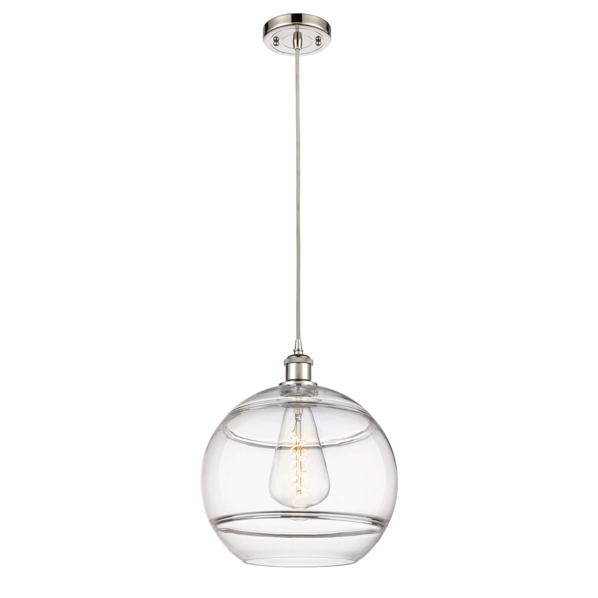 Shown in Polished Nickel finish and Clear glass