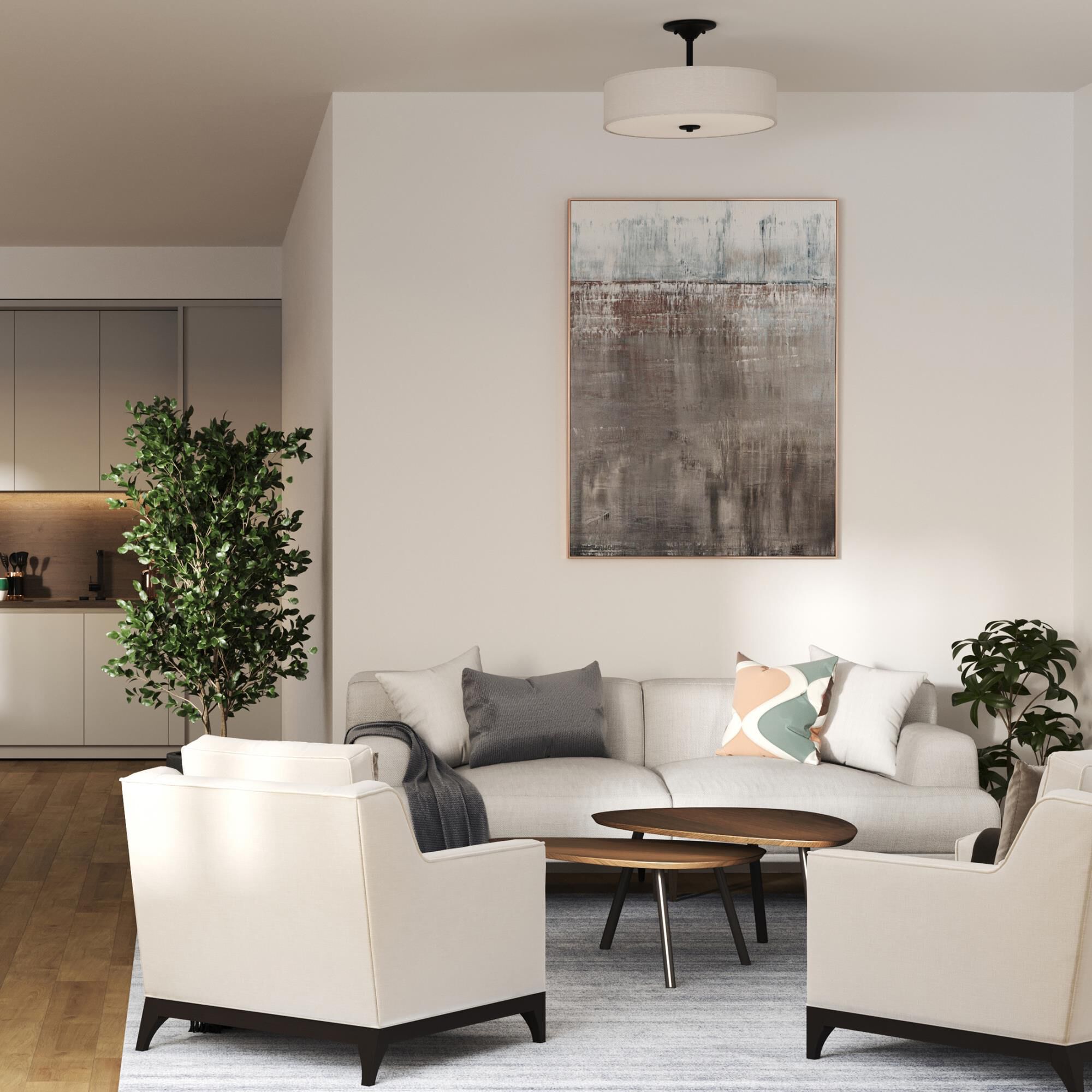 Shown in Brushed Nickel, Matte Black and Vintage Brass finish and White Linen glass