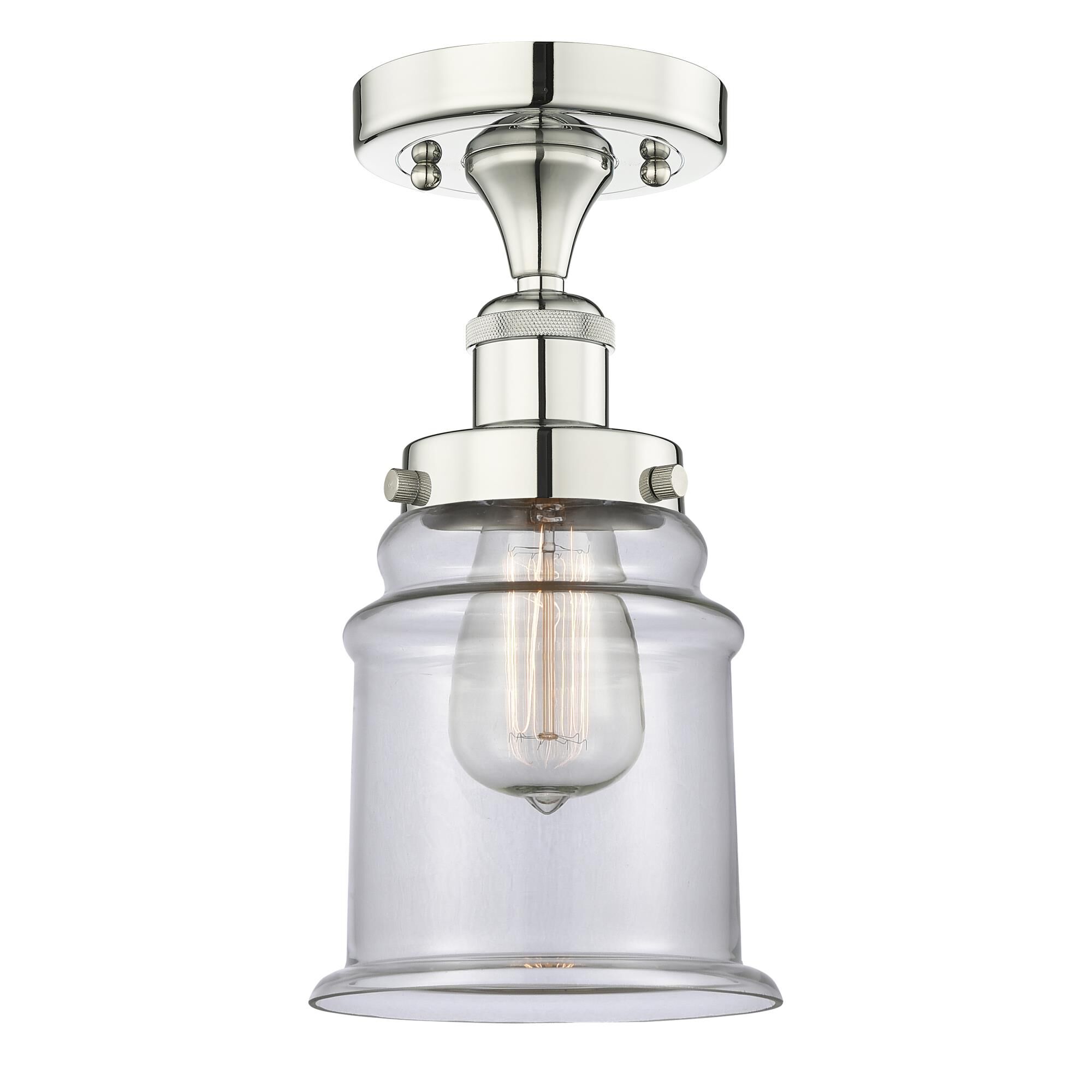 Shown in Polished Nickel finish and Clear glass