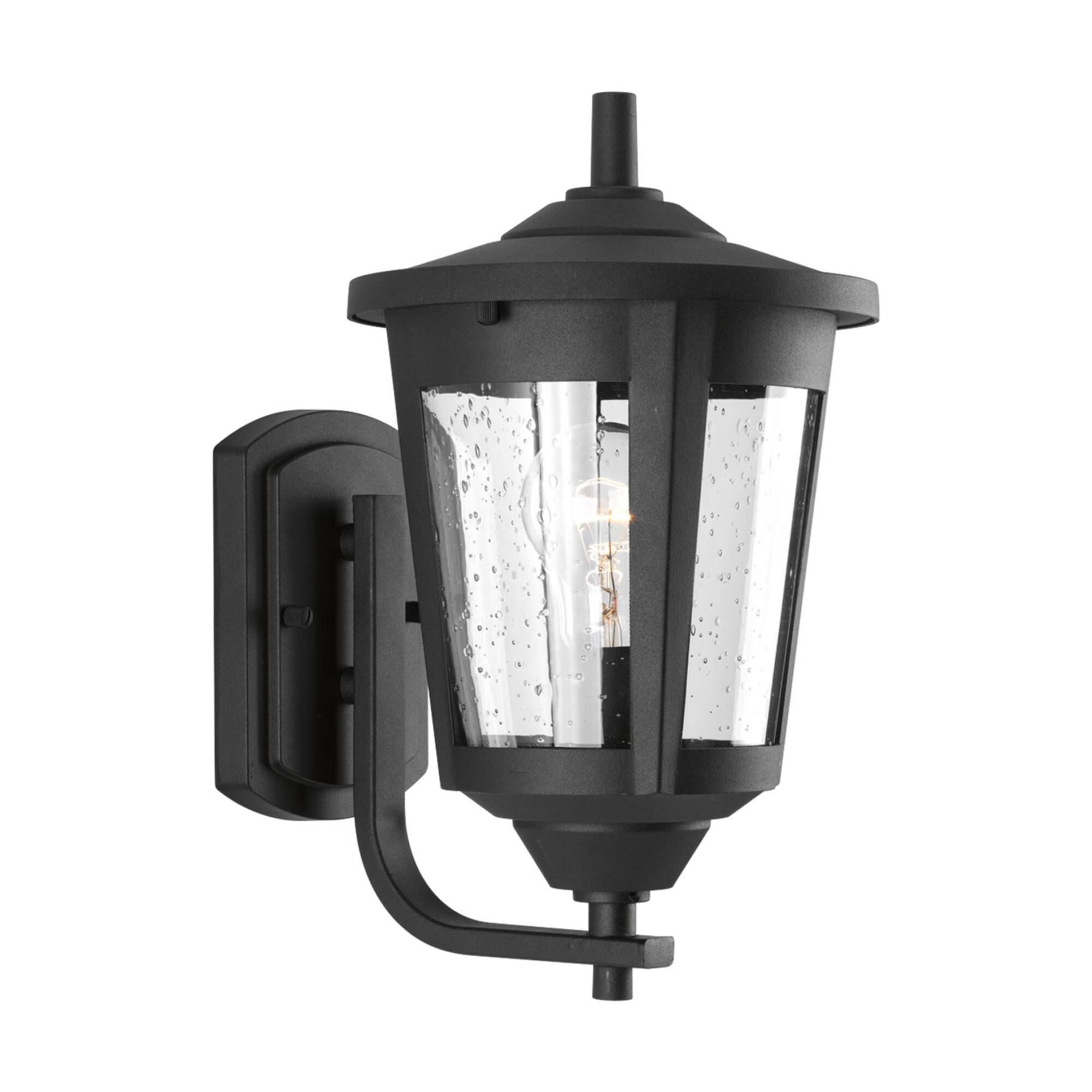 Shown in Black finish and Clear Seeded glass