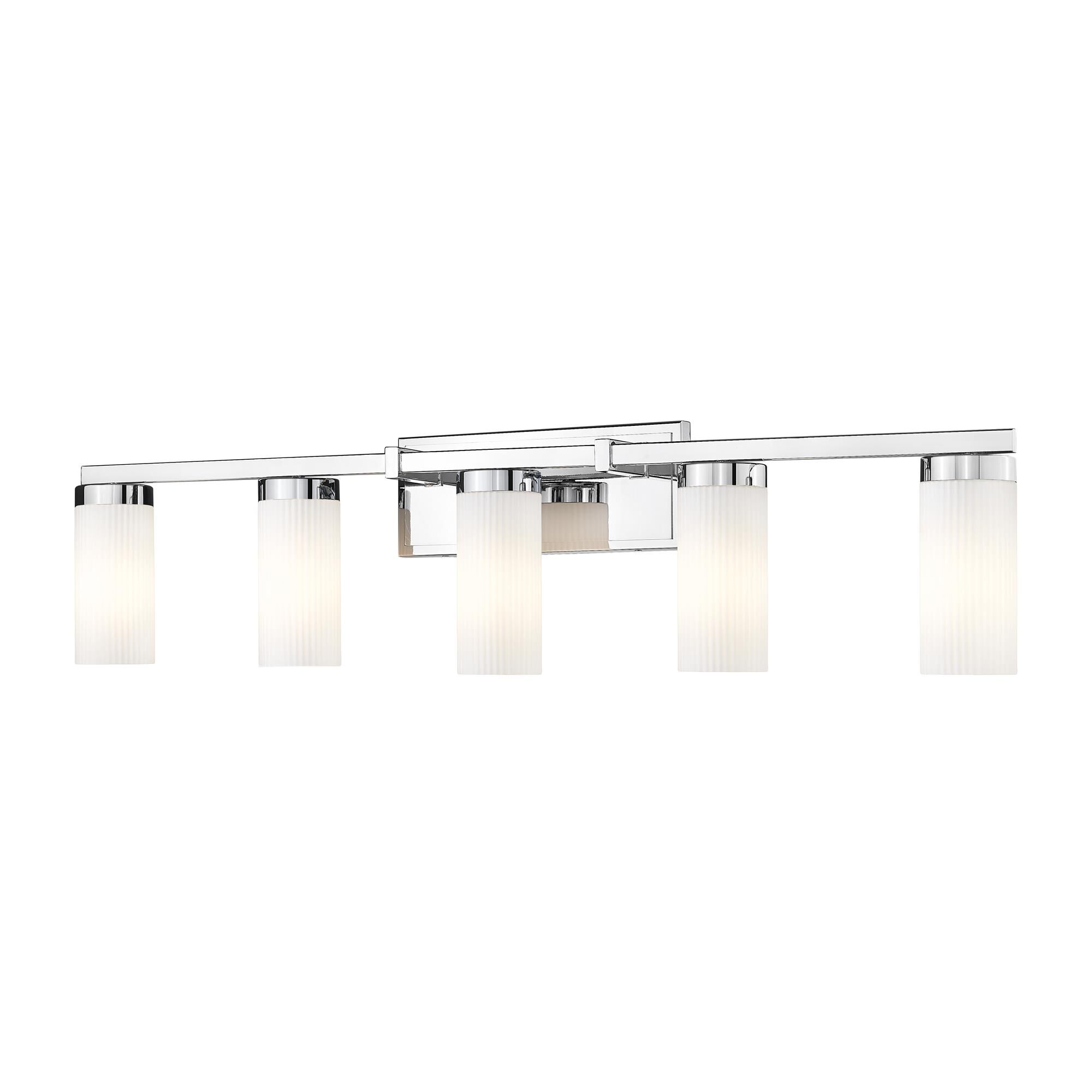 Shown in Chrome finish and White glass and White shade