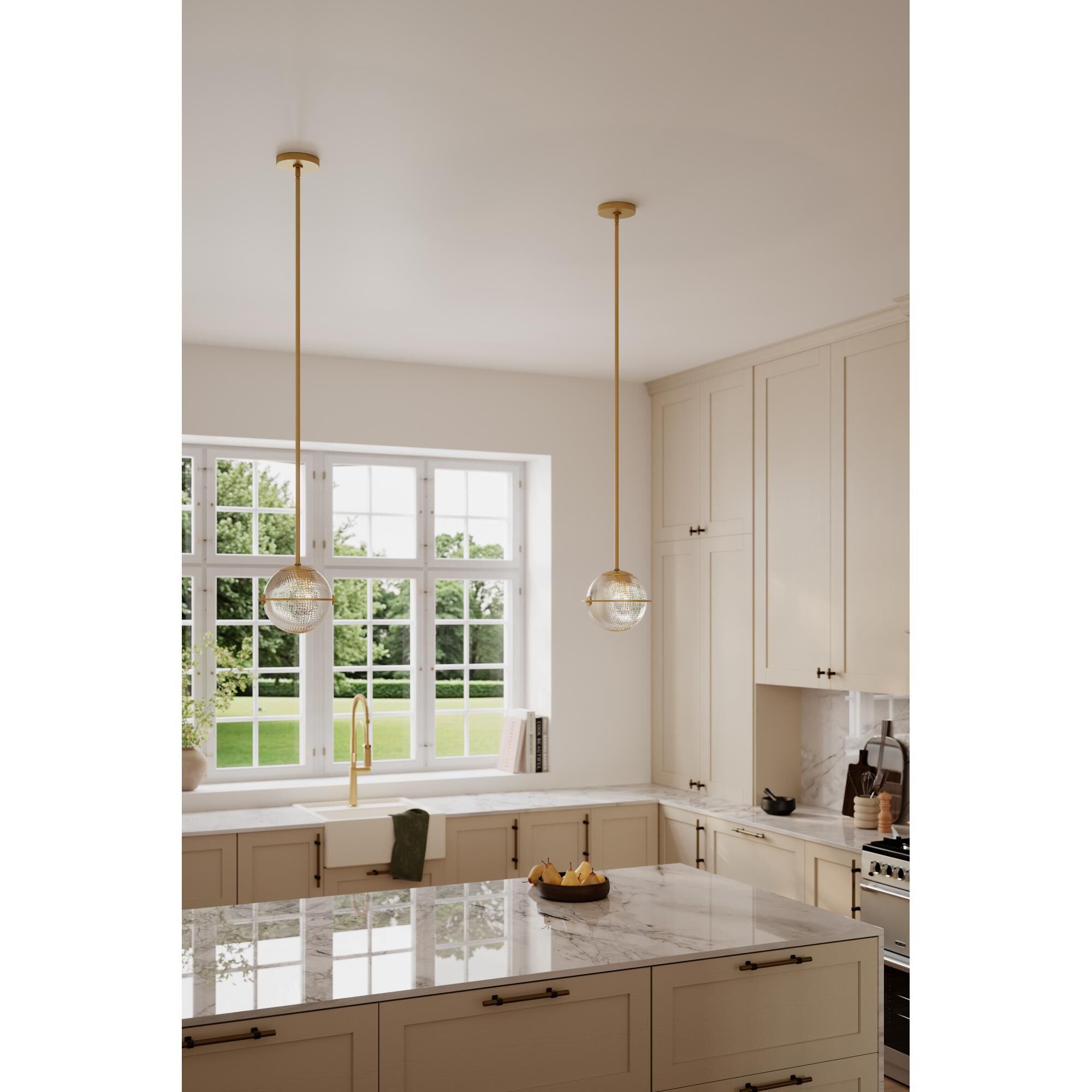 Shown in Legacy Brass finish and Clear Square Textured glass