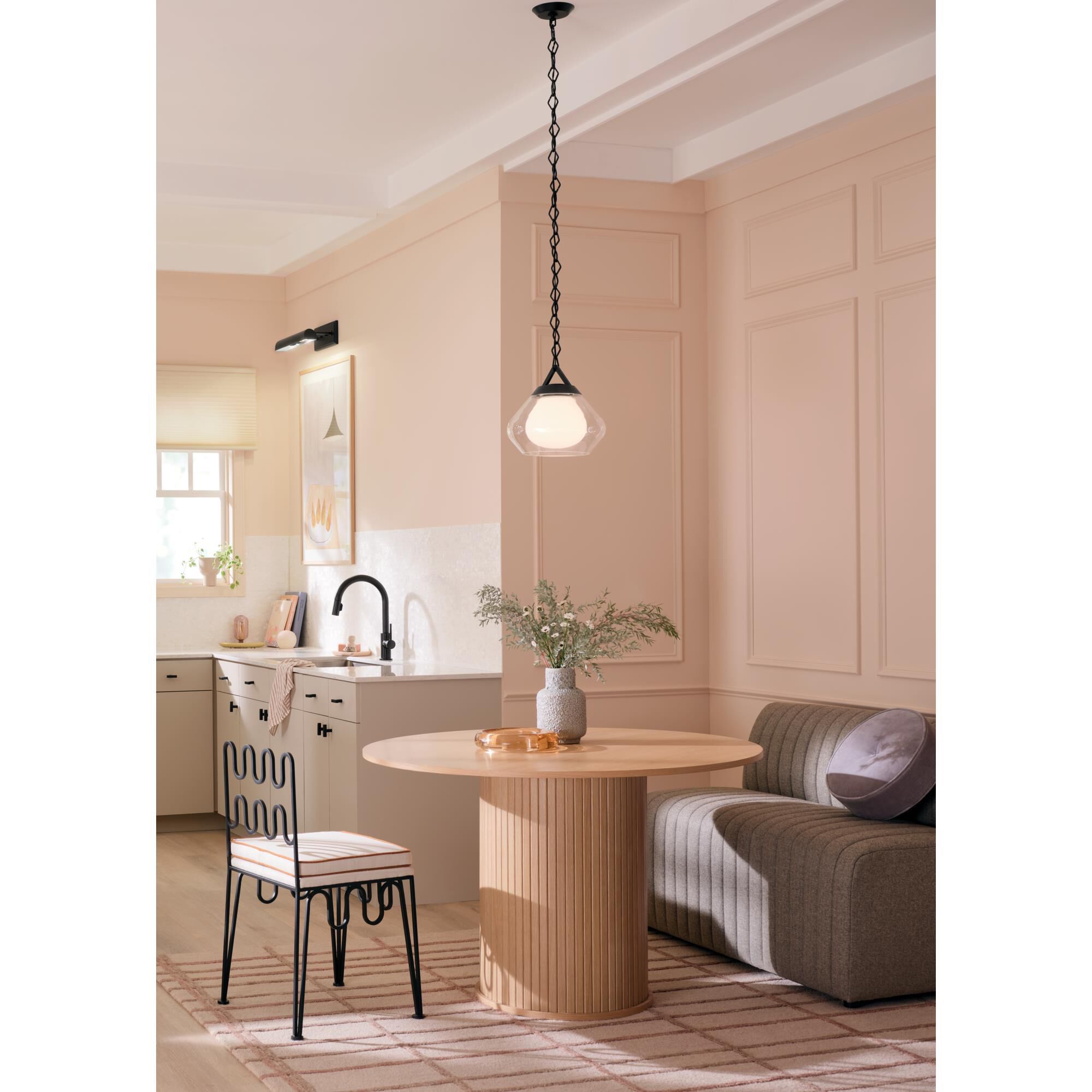 Shown in Black finish and Clear Outer Glass with Opal Interior glass