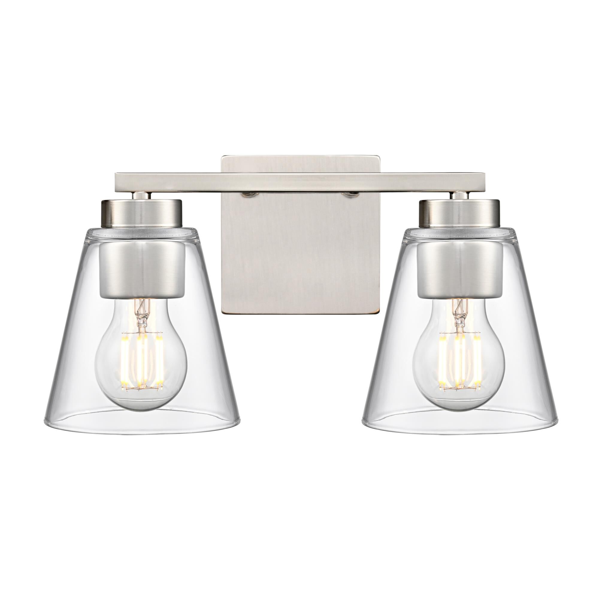 Shown in Brushed Nickel finish and Clear glass