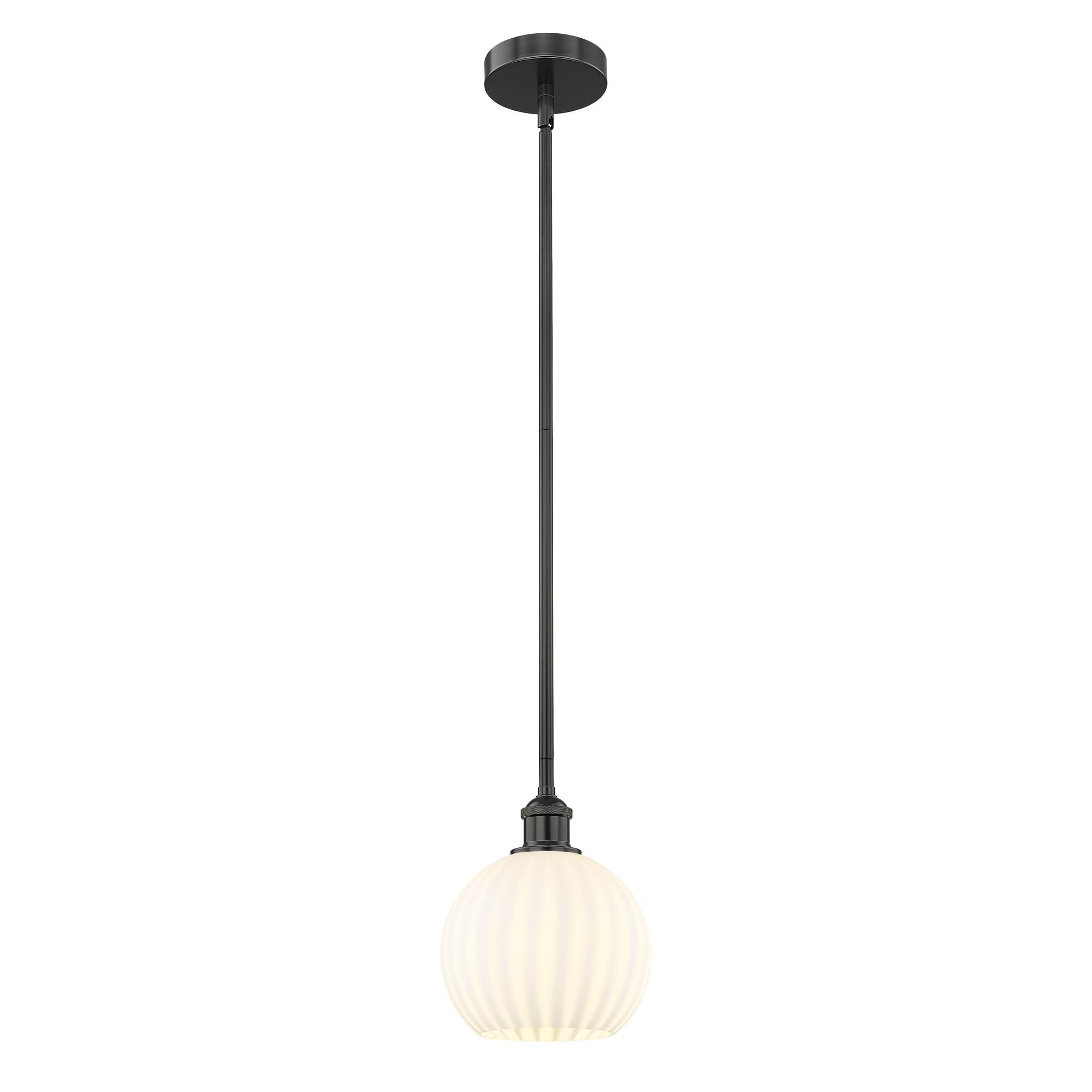 Shown in Matte Black finish and White Venetian glass