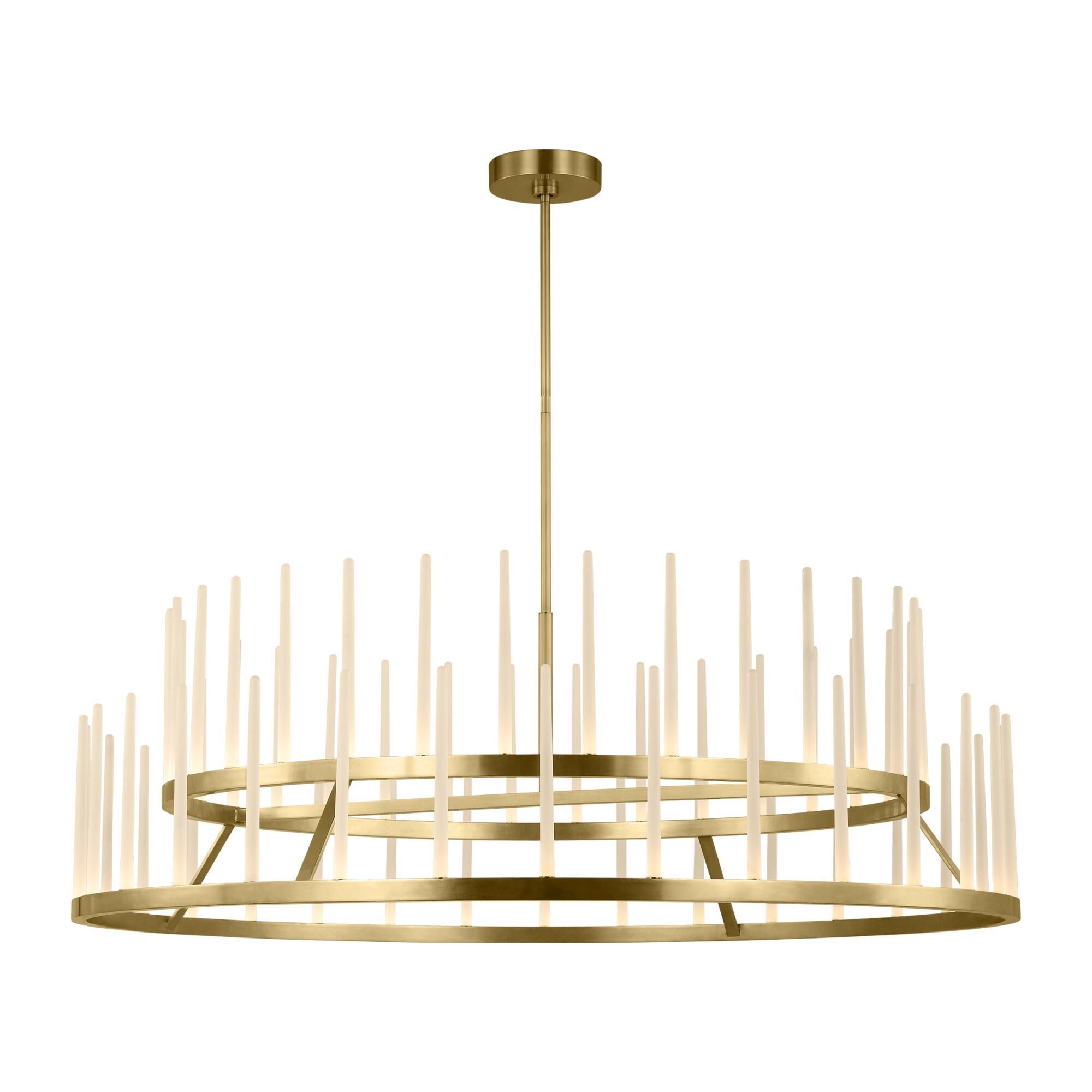 Shown in Hand-Rubbed Antique Brass finish and Etched glass