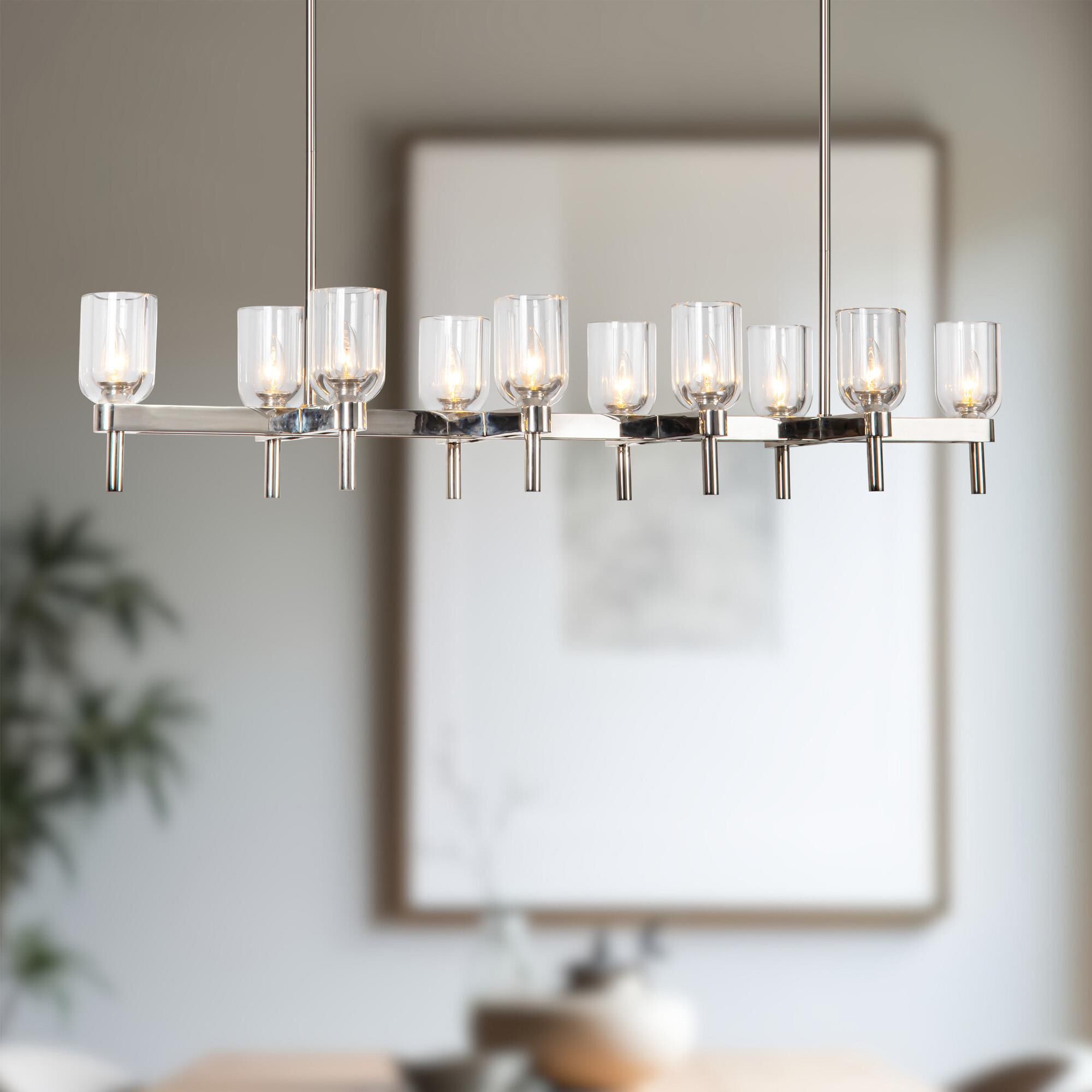 Shown in Polished Nickel finish and Clear crystal