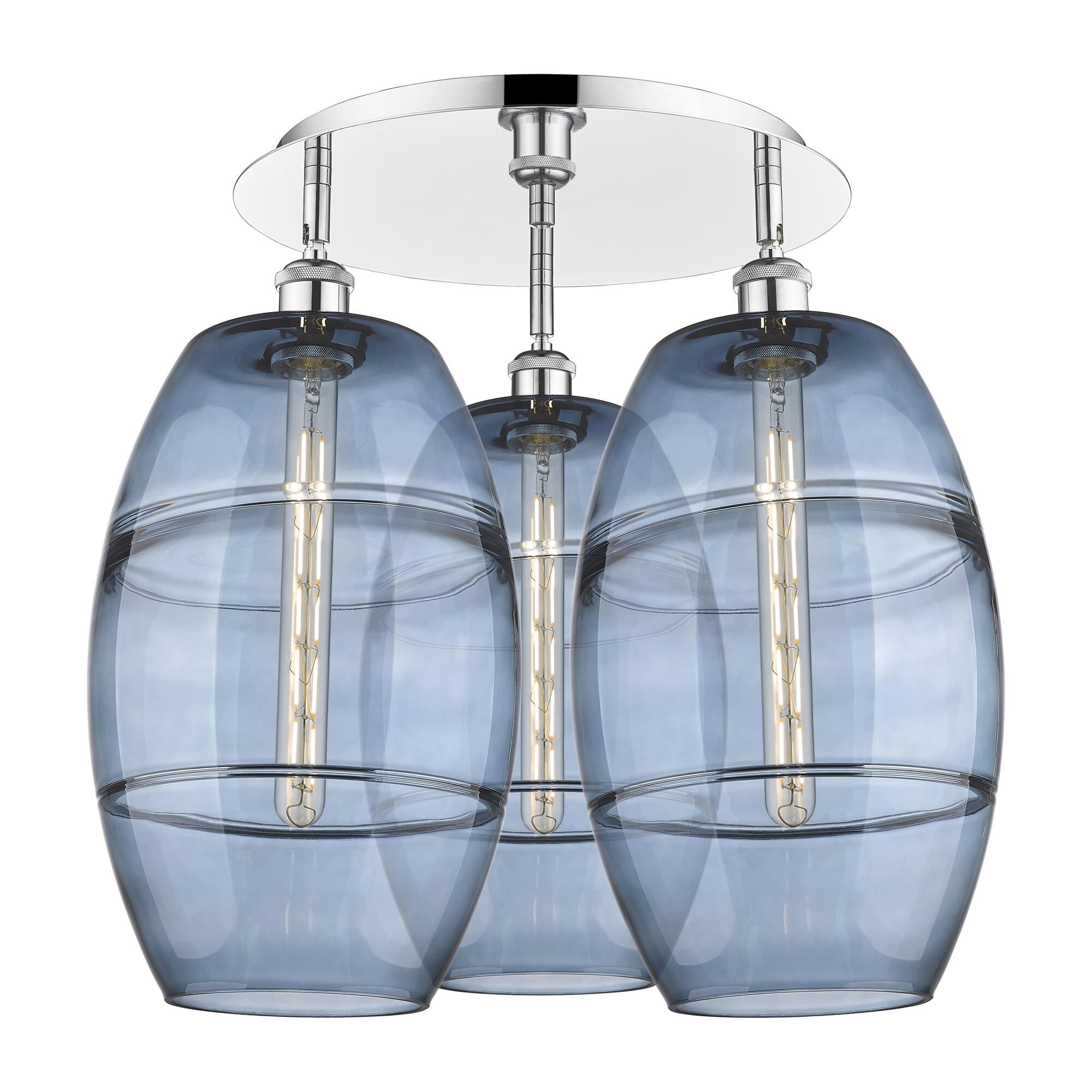 Shown in Polished Chrome finish and Princess Blue glass