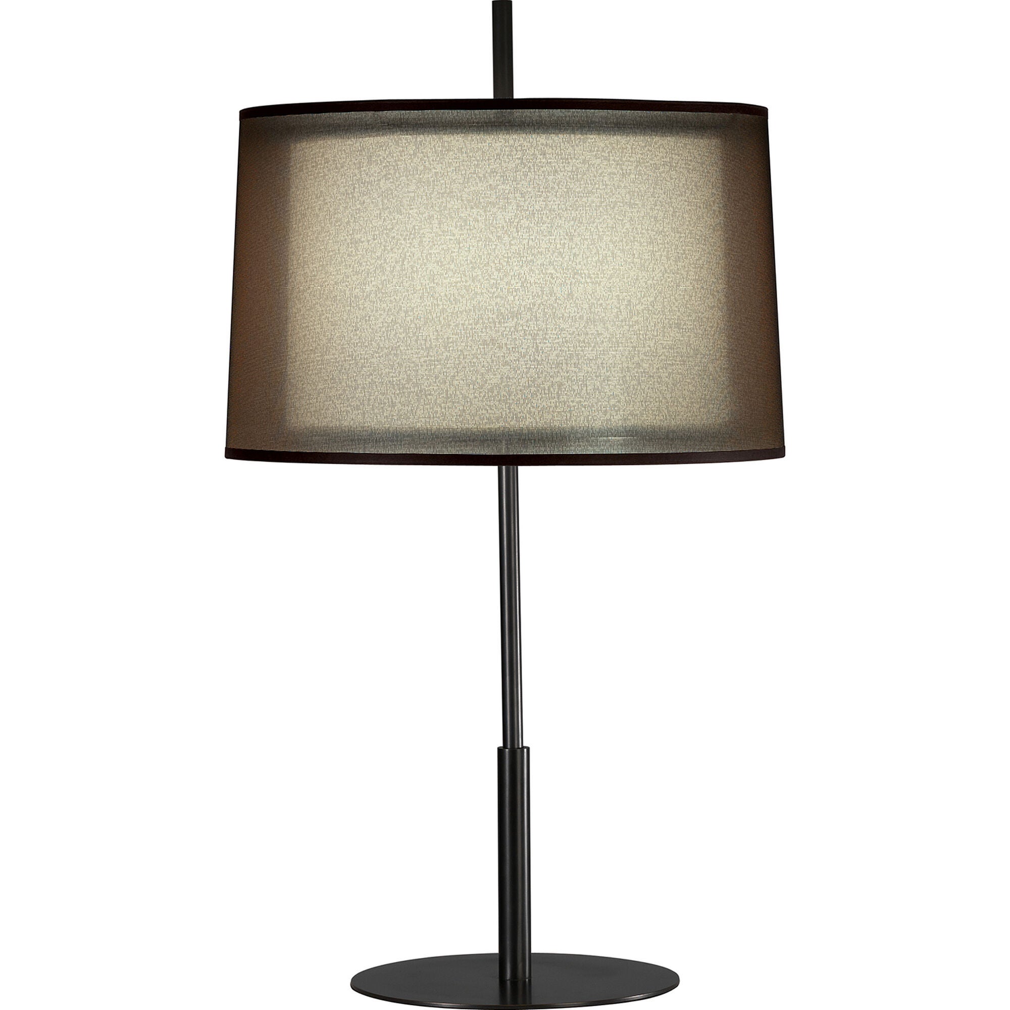 Shown in Deep Patina Bronze finish and Bronze Transparent Fabric Exterior With Ascot White Fabric Interior shade