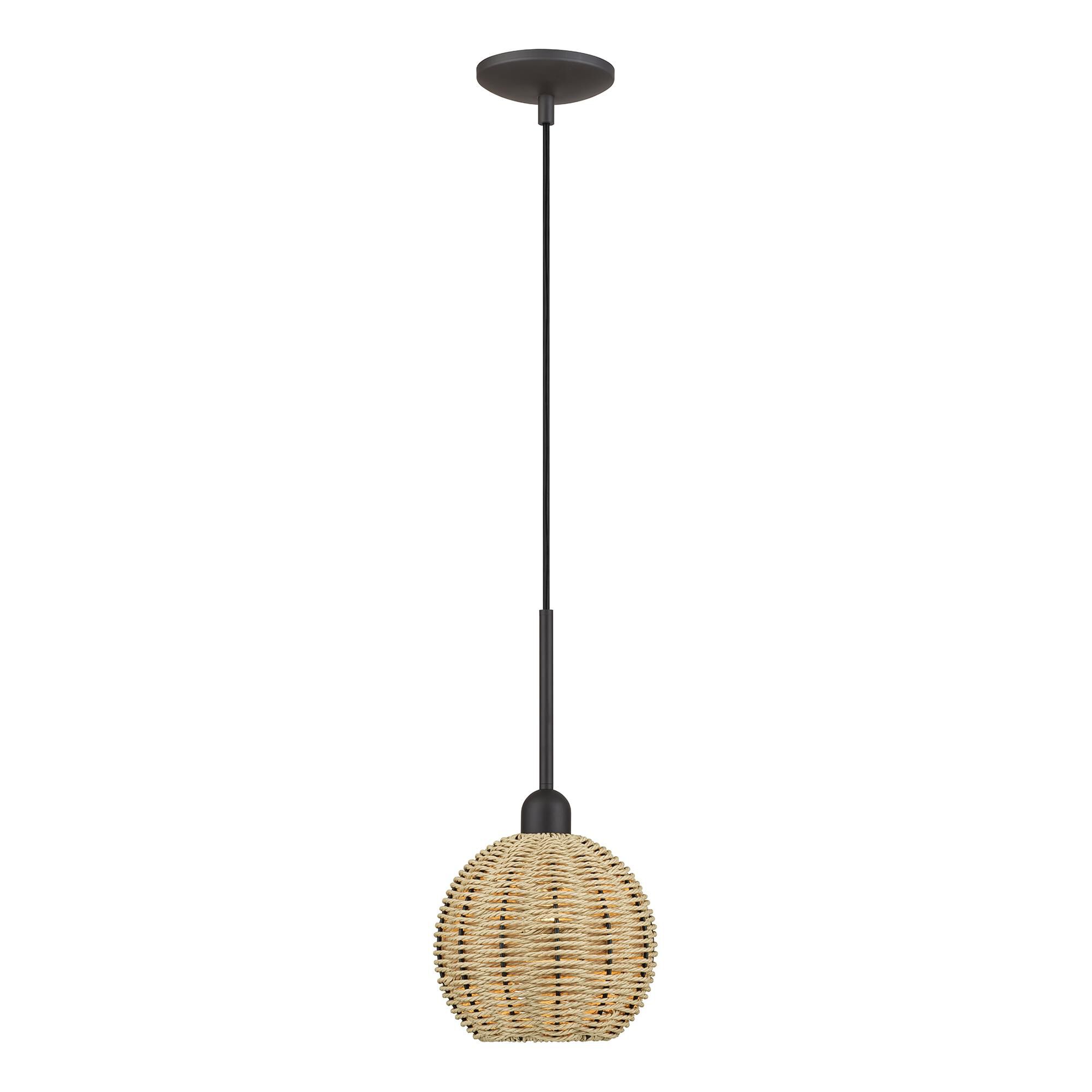 Shown in Bronze finish and Hand-Woven French Beige Paper Rope shade