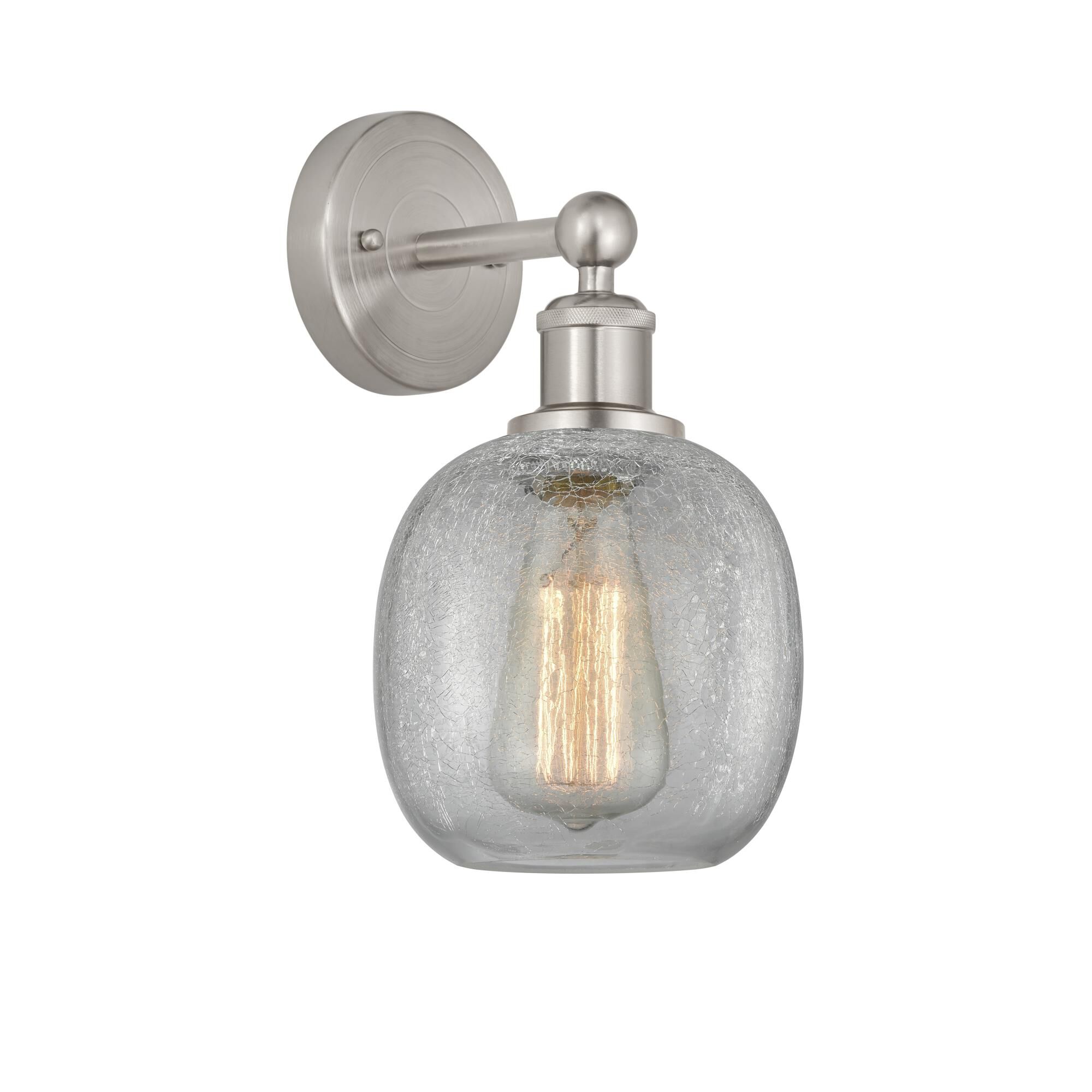 Shown in Brushed Satin Nickel, Clear Crackle finish and Clear Crackle glass and Clear Crackle Glass shade