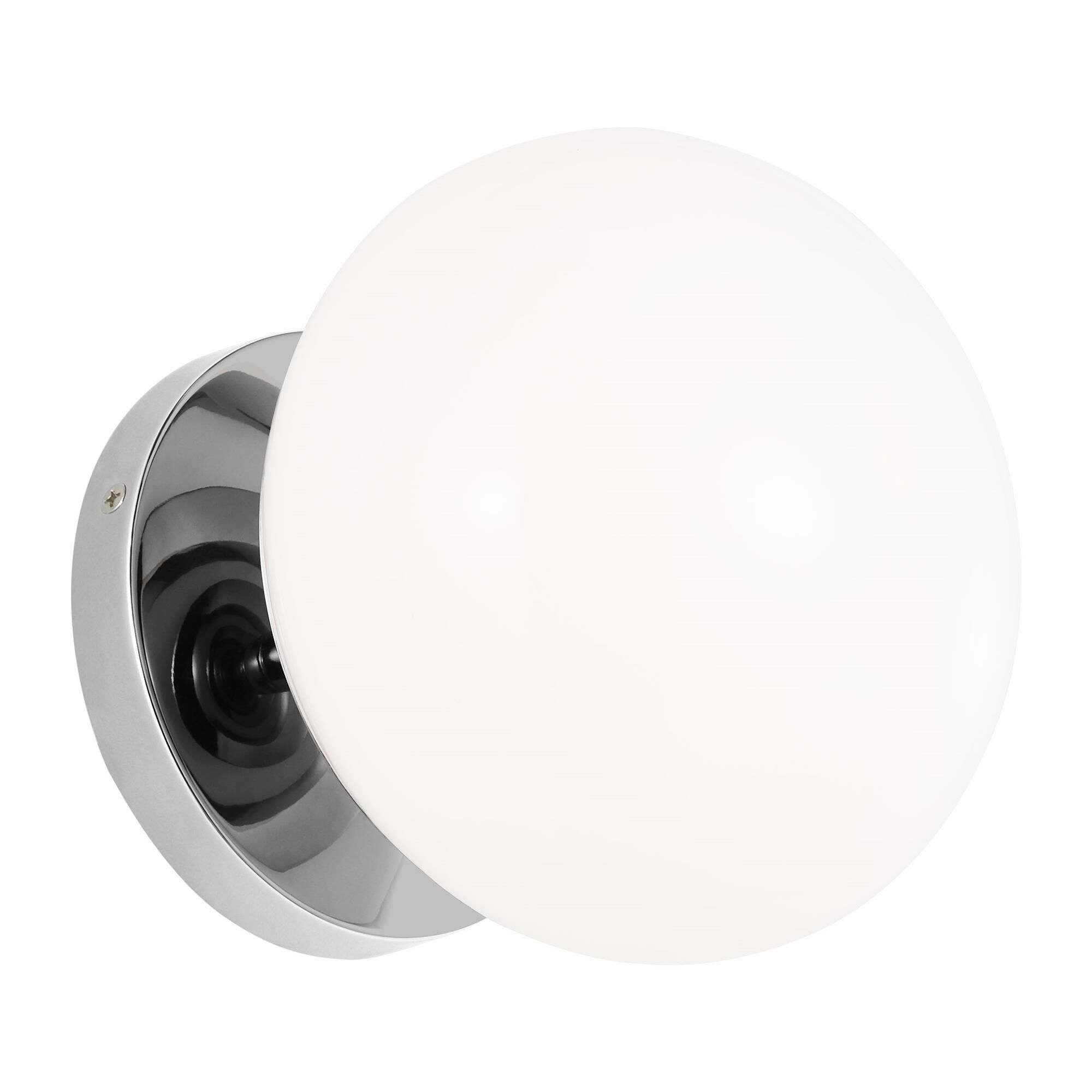 Shown in Chrome finish and Milk glass