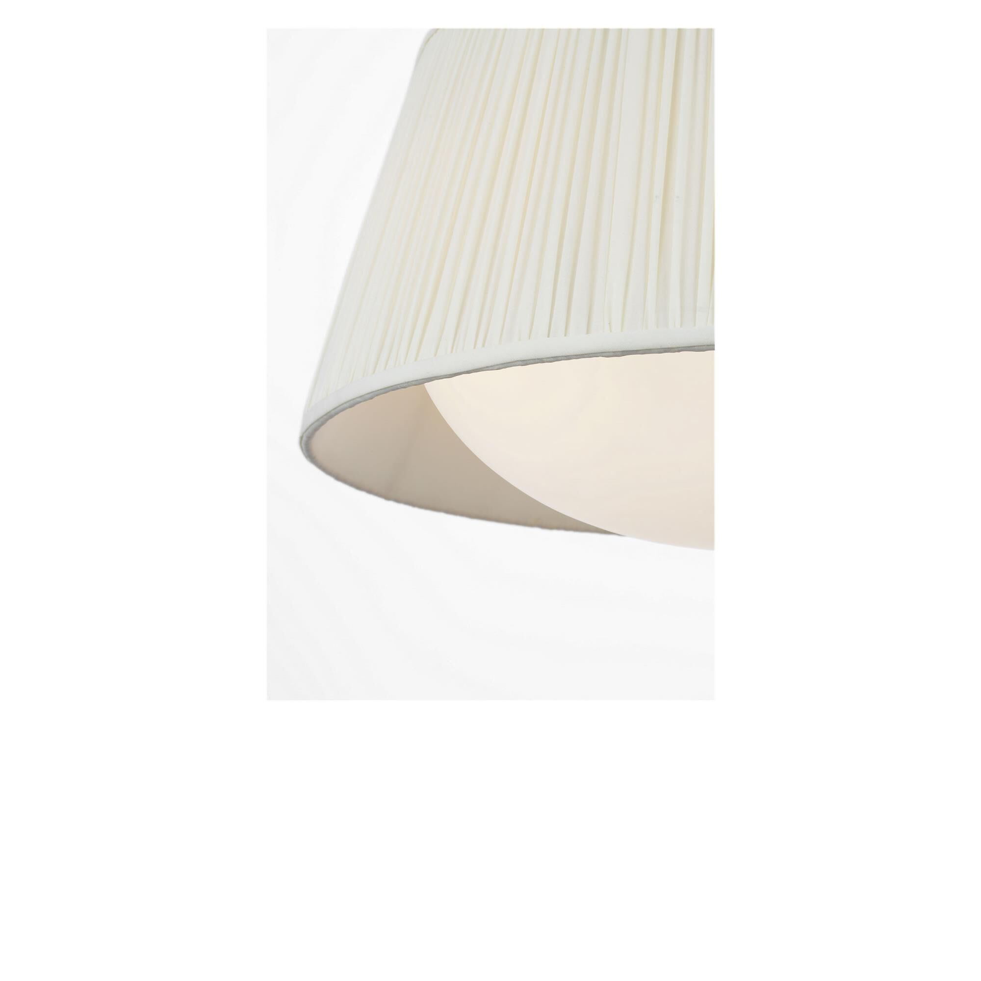 Shown in Brushed Nickel finish and Mushroom Pleat Fabric shade