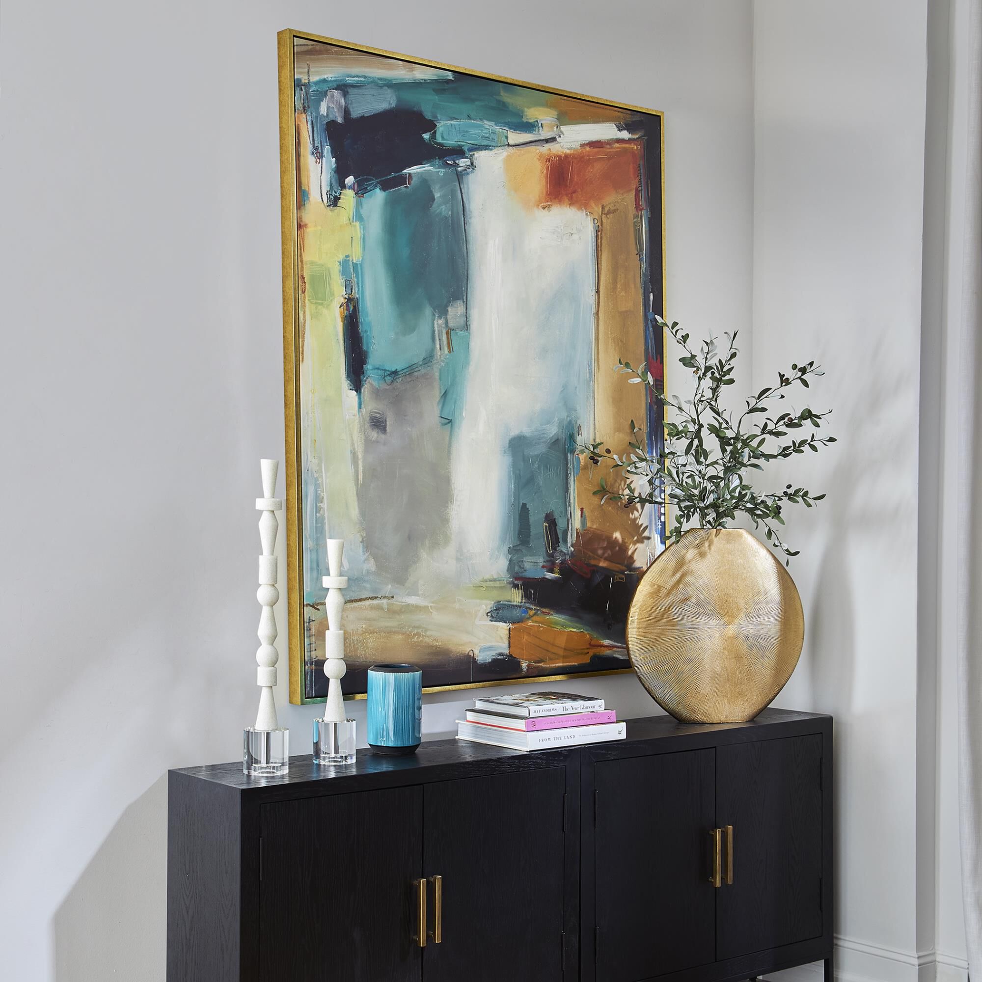 Shown in Solid Wood Gallery Frame With Gold Finish. finish