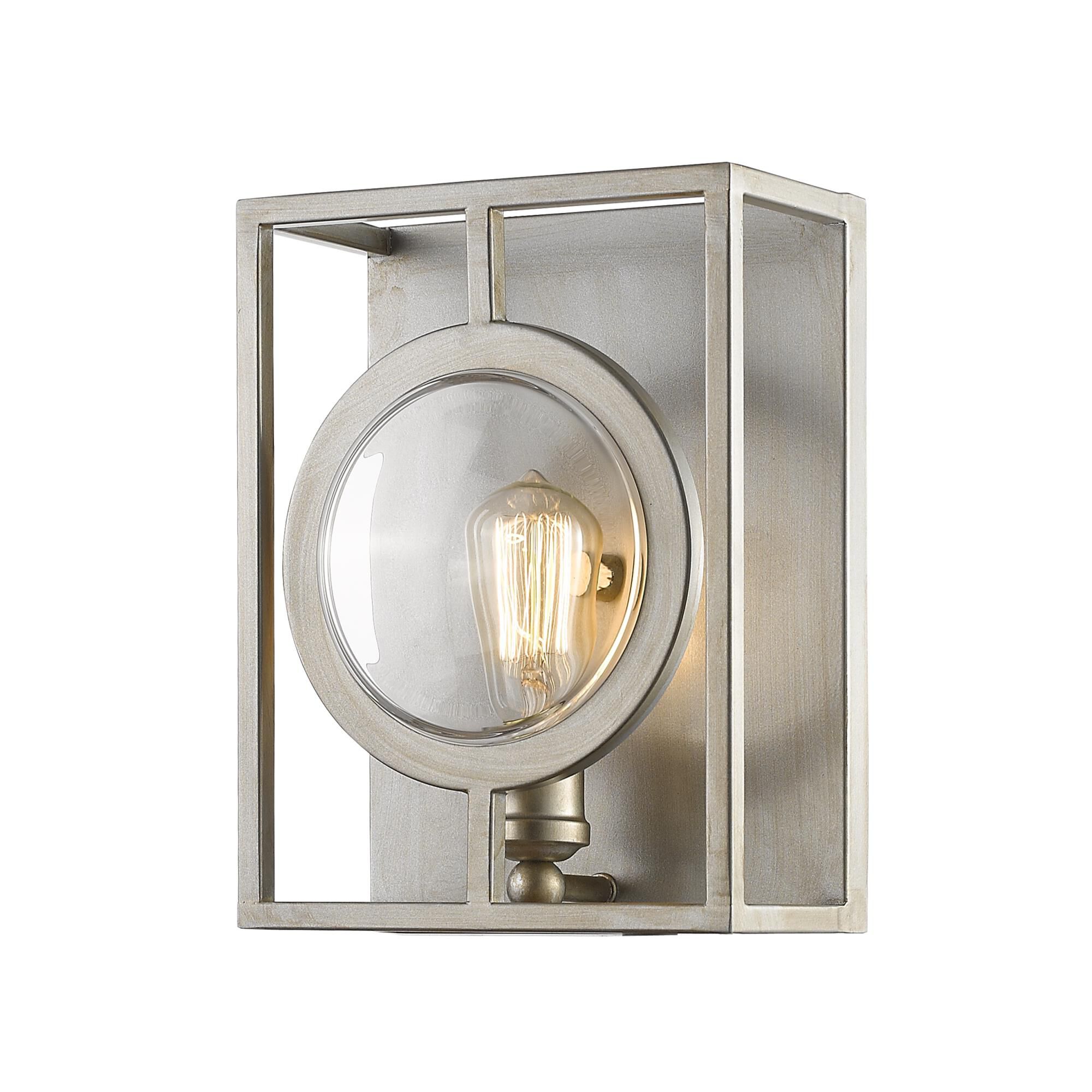 Shown in Antique Silver finish and Steel glass and Steel shade