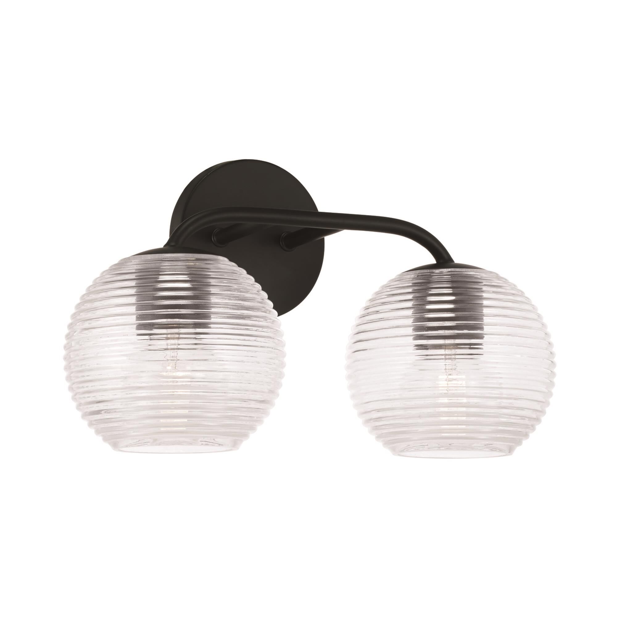 Shown in Matte Black finish and Clear Ribbed glass