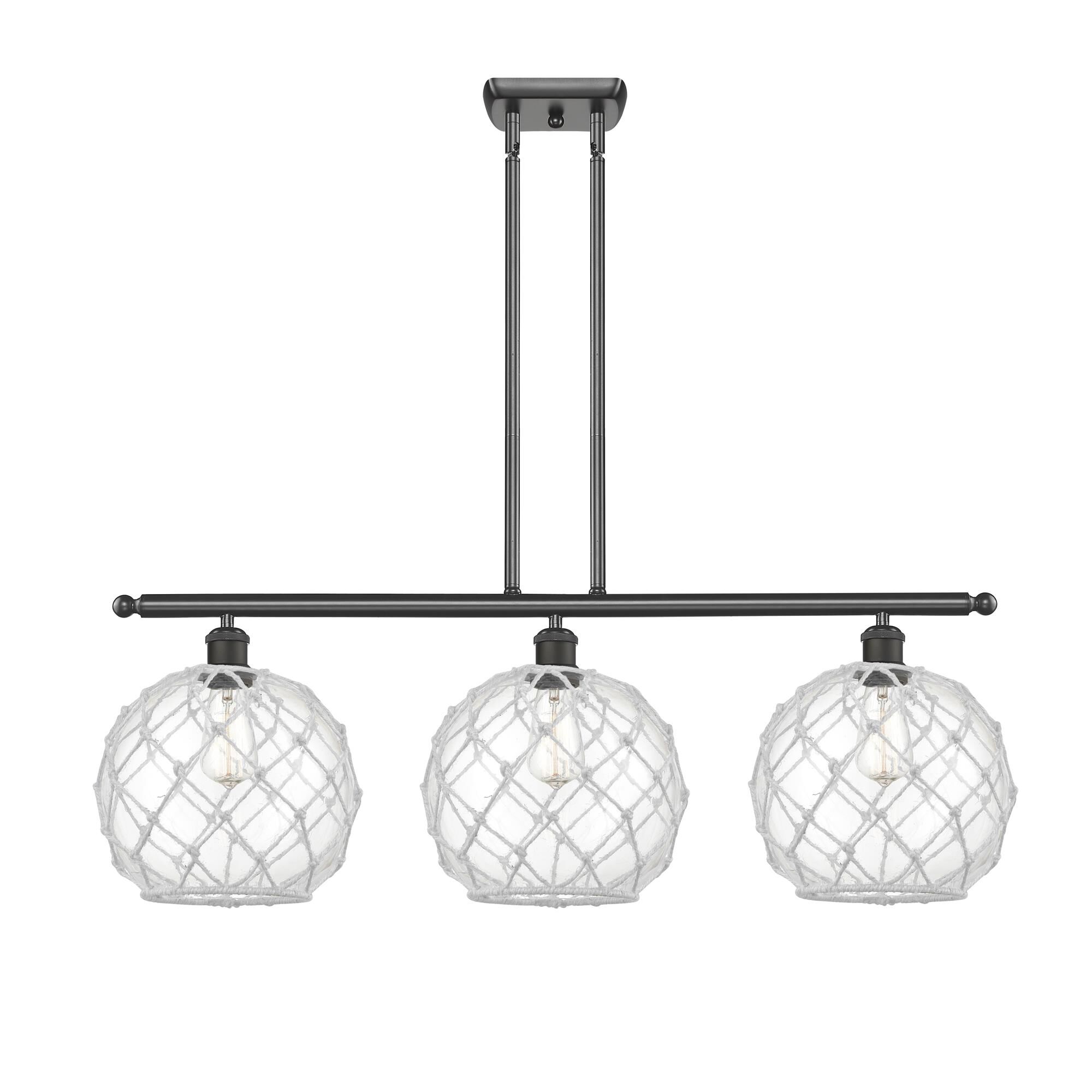 Shown in Oil Rubbed Bronze finish and Sphere glass and Glass And Rope shade