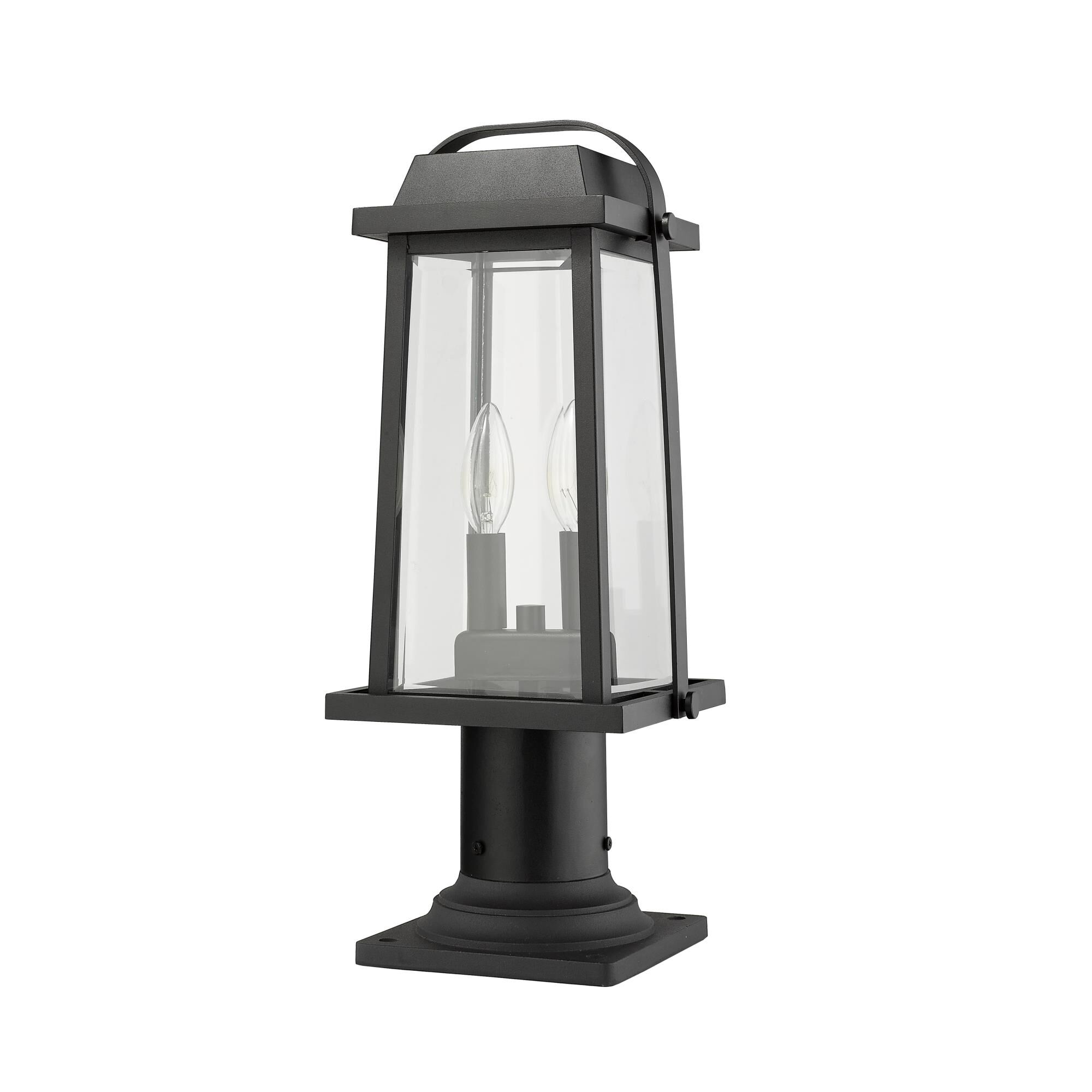 Shown in Black finish and Glass shade