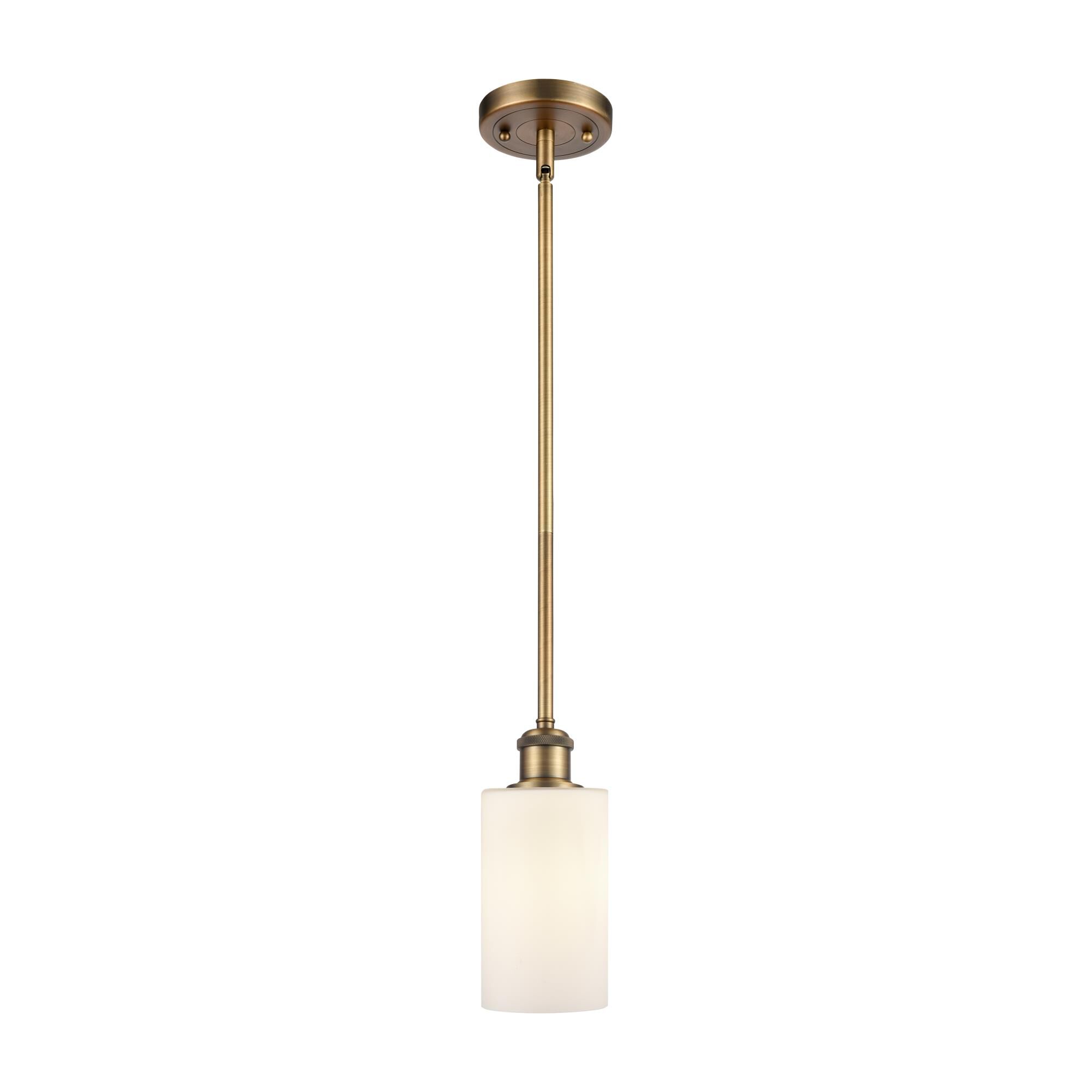 Shown in Brushed Brass finish and Drum glass and Glass shade
