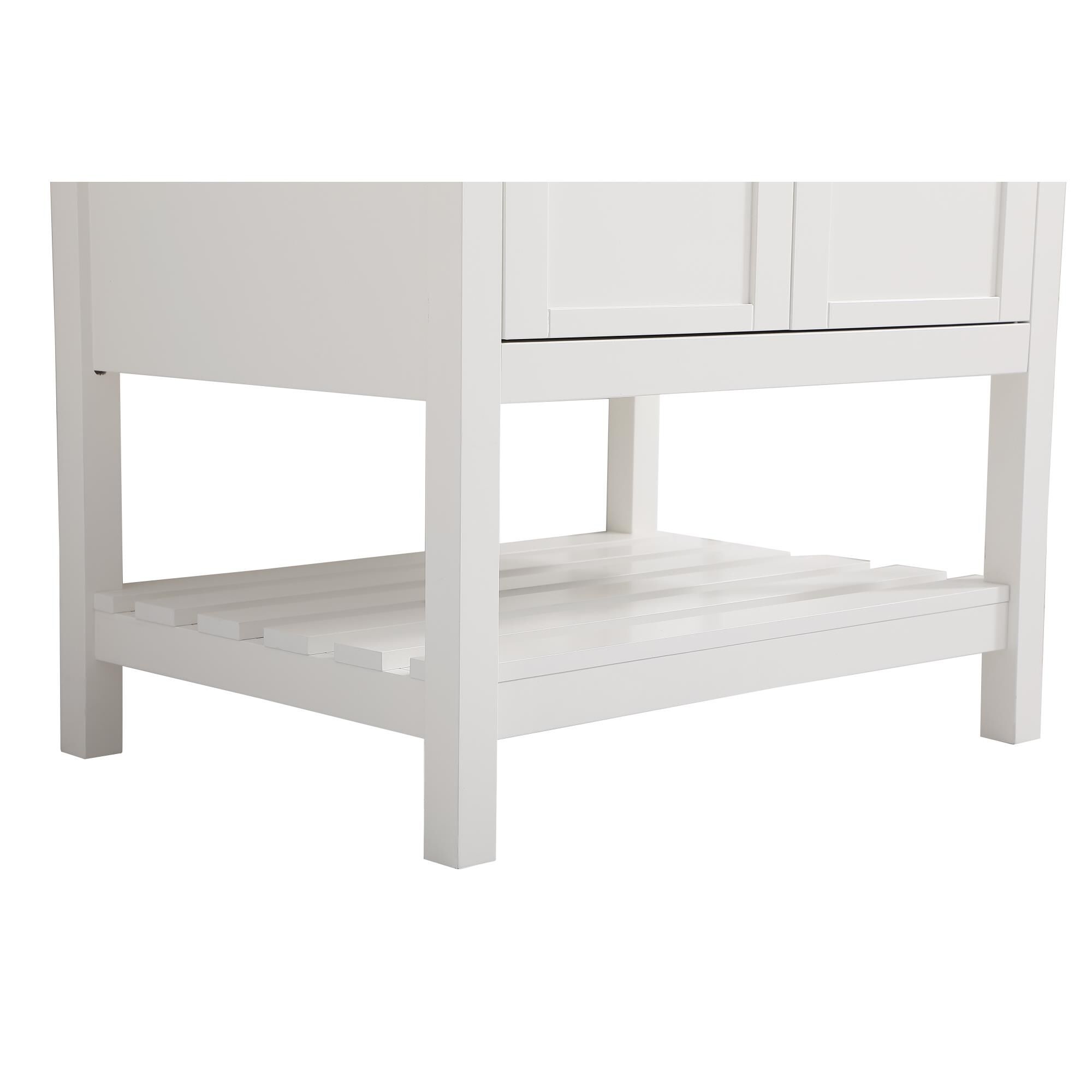 Shown in White And Brushed Nickel With Carrara White Marble finish