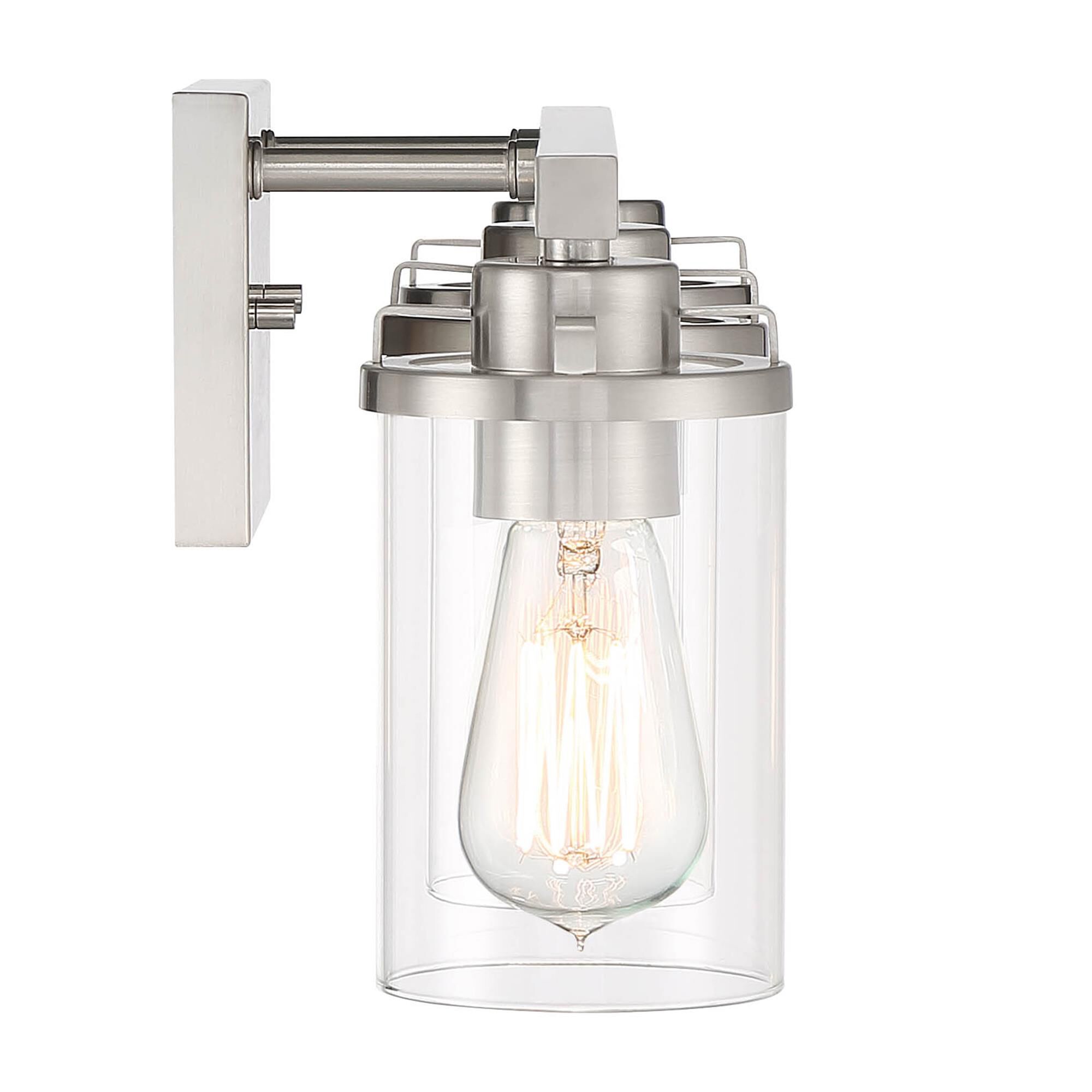 Shown in Brushed Nickel finish and Clear glass