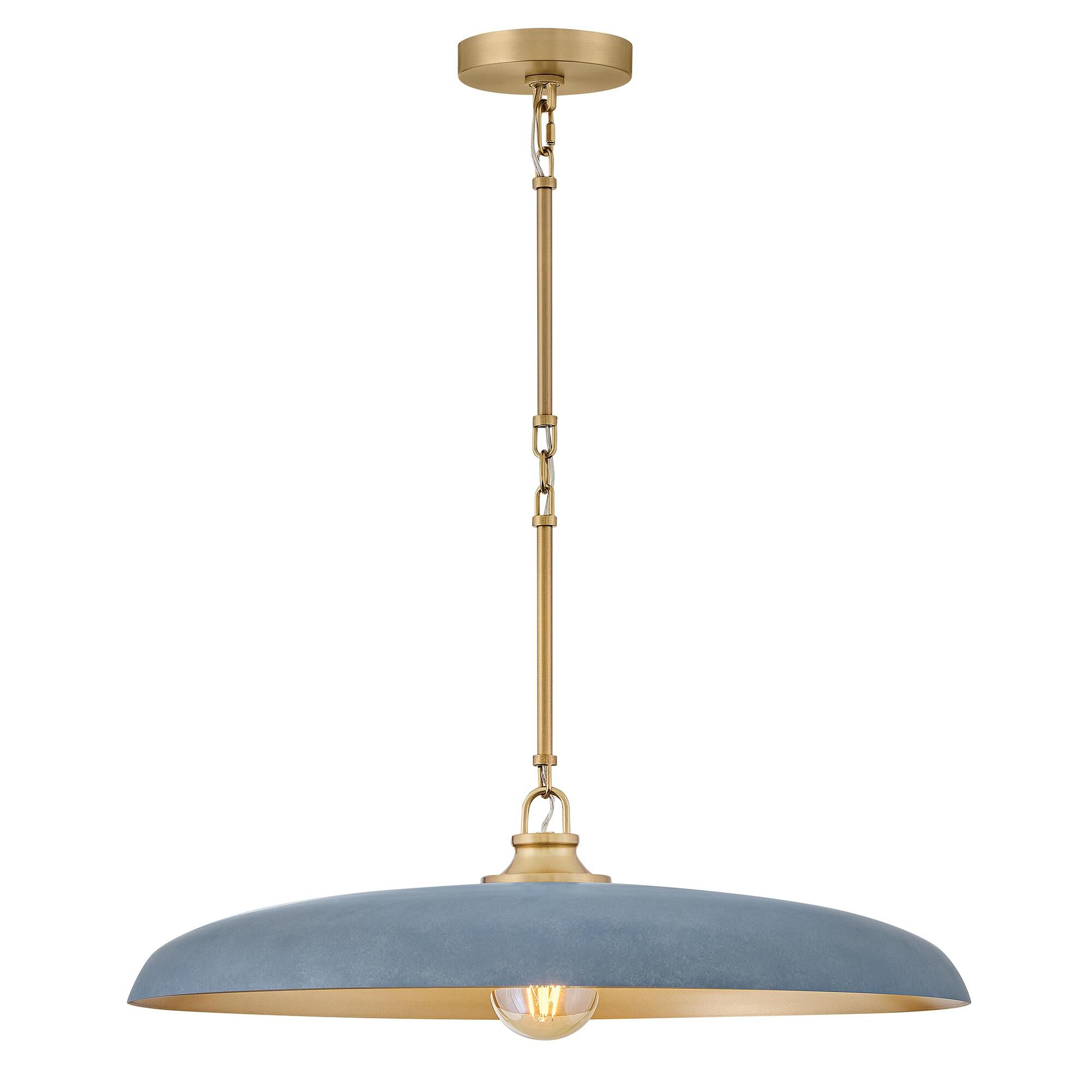 Shown in Lacquered Brass finish and Vintage Denim accent