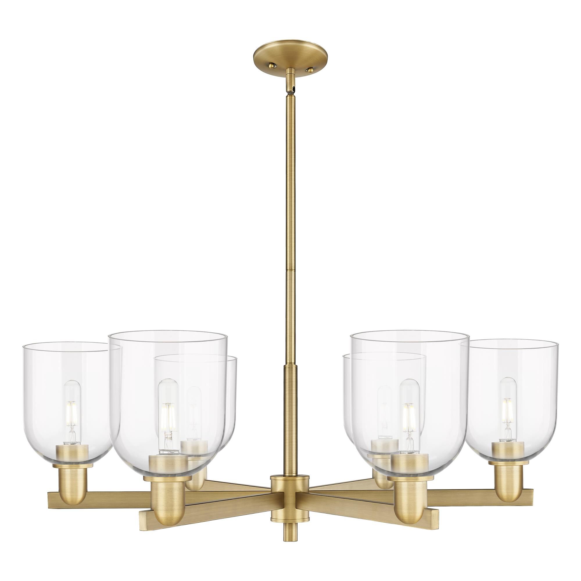 Shown in Brushed Brass finish and Clear glass