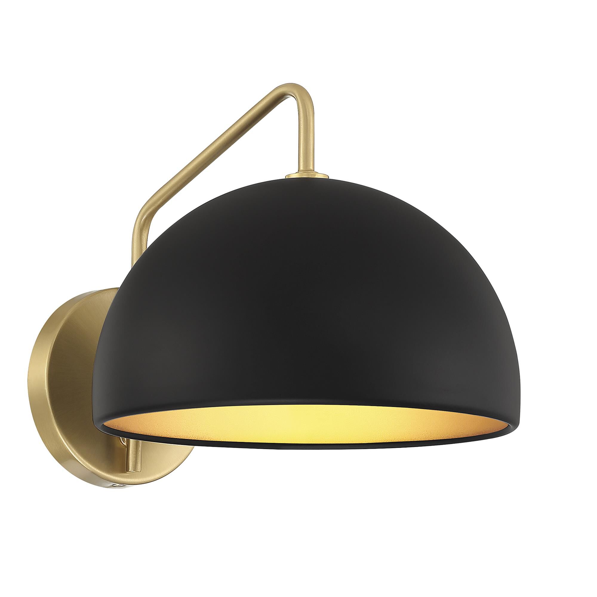 Shown in Matte Black with Natural Brass finish and Metal shade