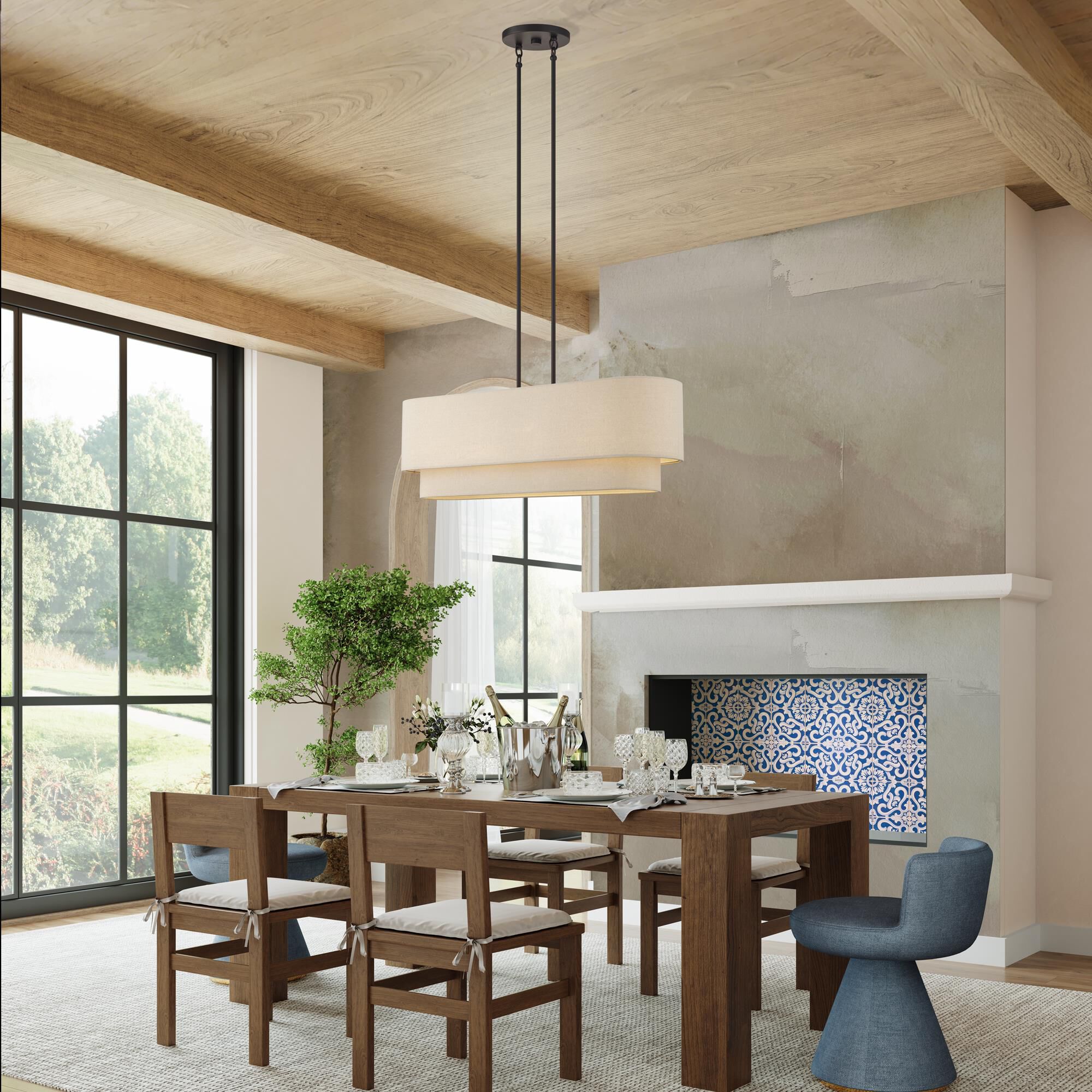 Shown in Bronze finish and Hand Crafted Parchment Color Hardback Fabric shade