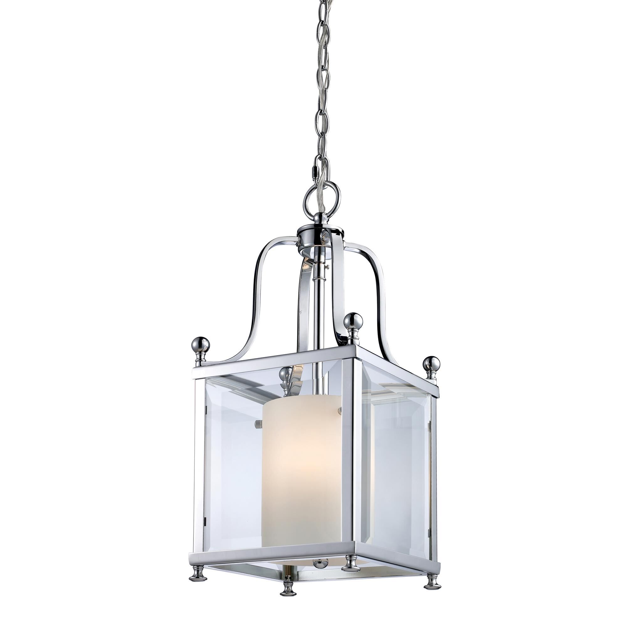 Shown in Chrome finish and Glass shade