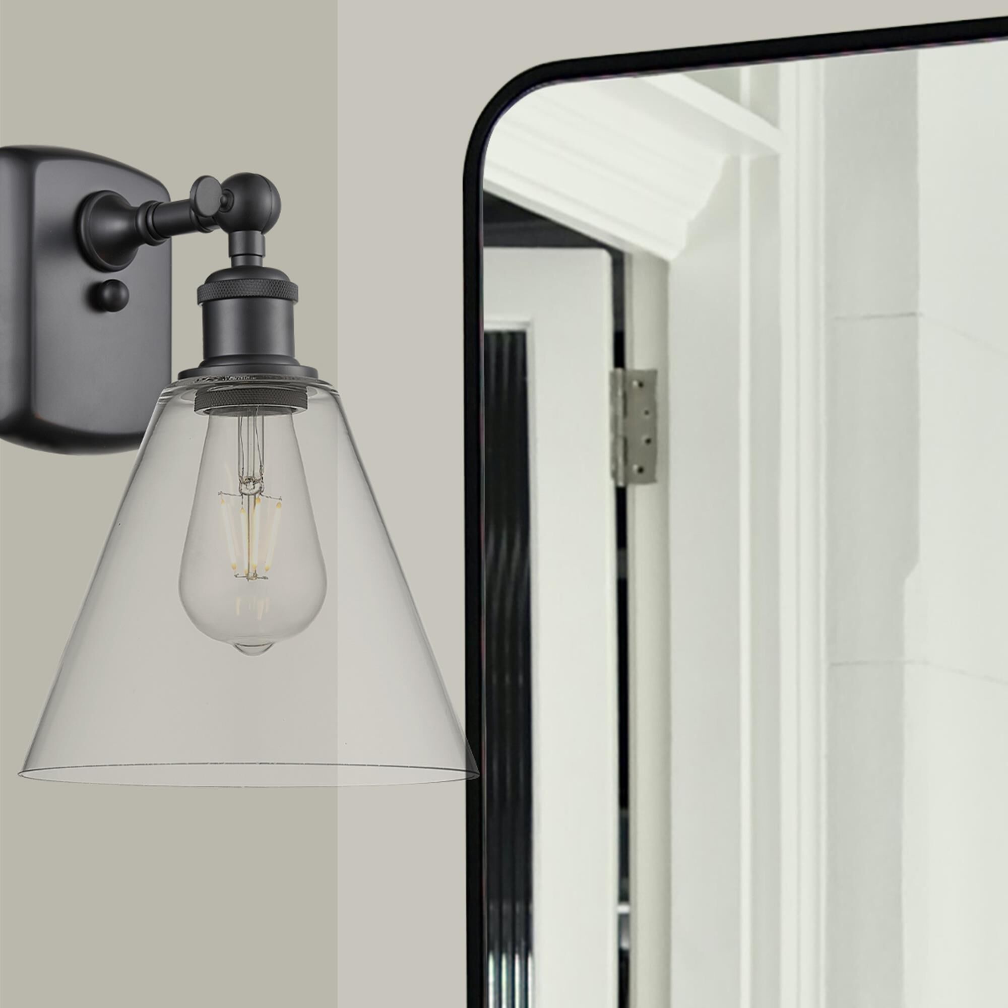 Shown in Matte Black finish and Clear Ballston Cone glass and No Shade shade