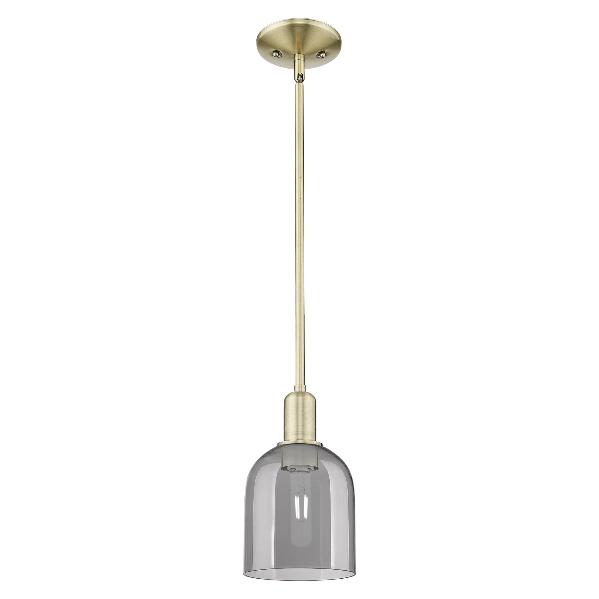 Shown in Antique Brass finish and Light Smoke glass