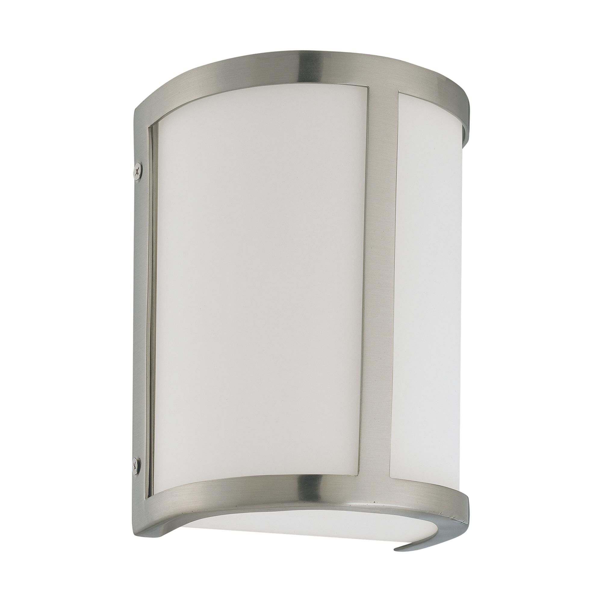 Shown in Brushed Nickel finish and Satin White glass