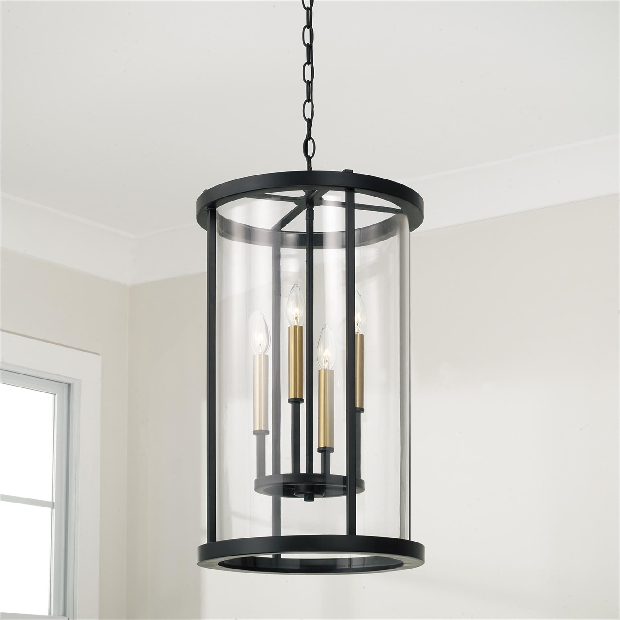 Shown in Espresso And Brass finish and Clear glass