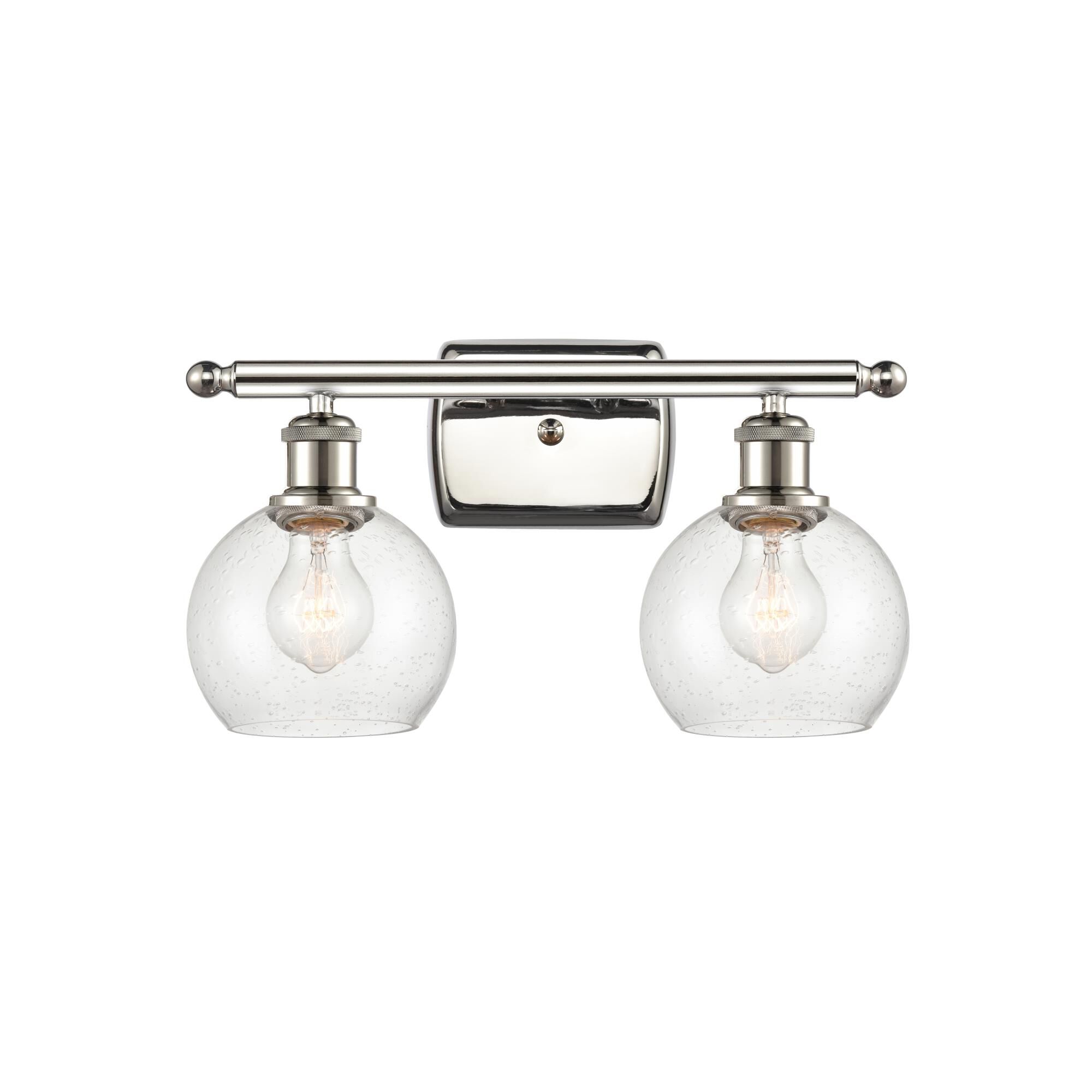 Shown in Polished Nickel finish and Seedy Athens glass and No Shade shade