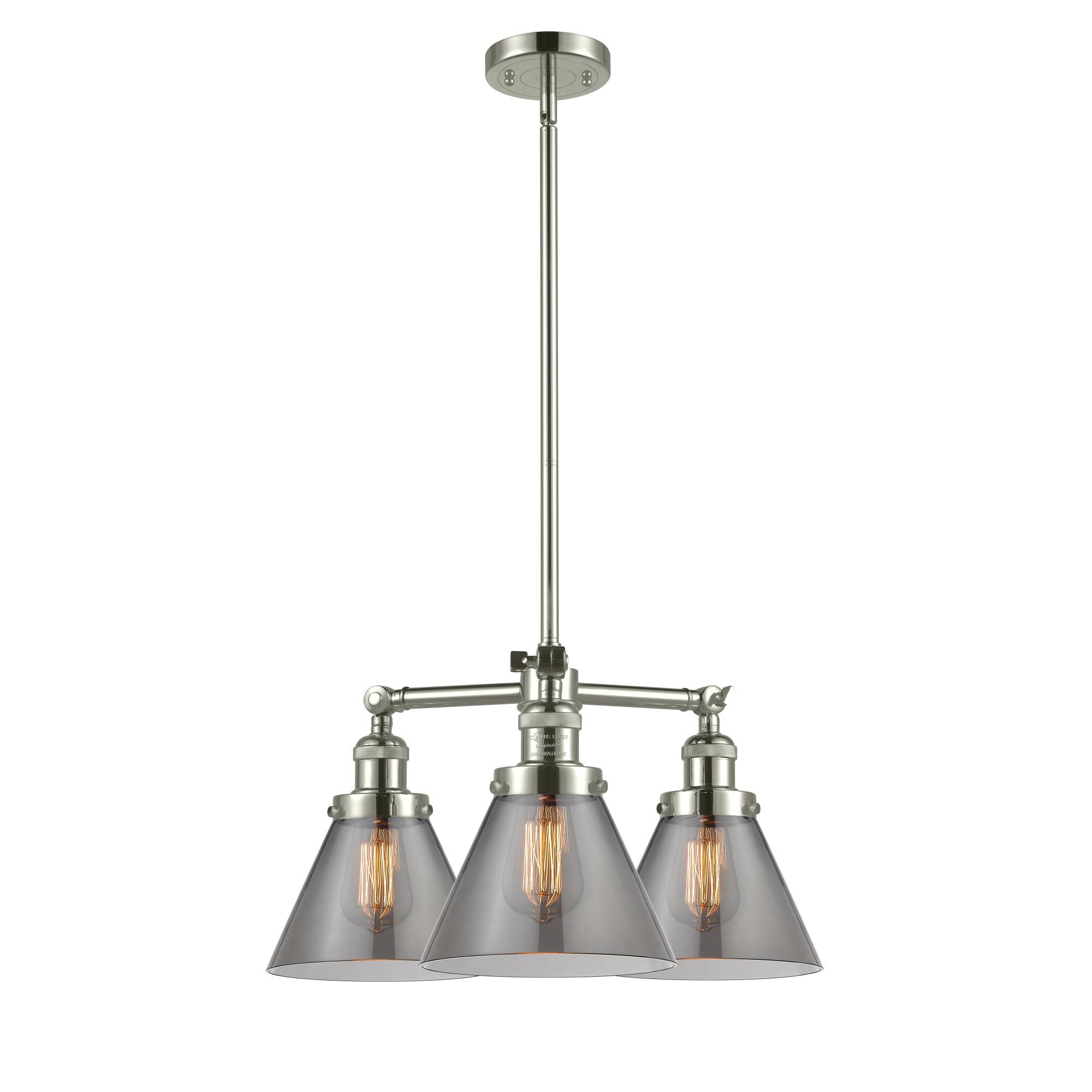 Bruno Marashlian Large Cone 22 Inch 3 Light LED Mini Chandelier by Innovations Lighting