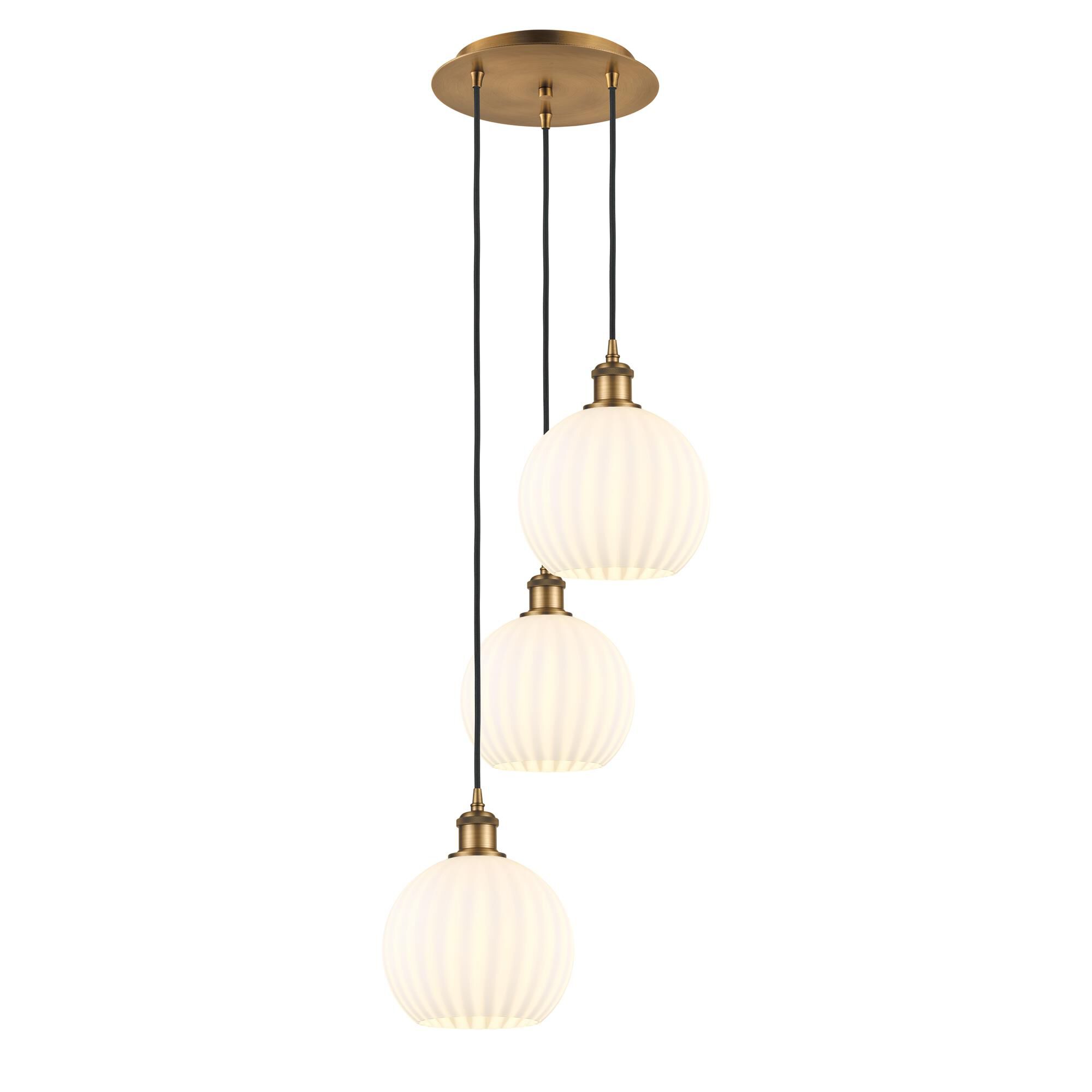 Shown in Brushed Brass finish and White Venetian glass