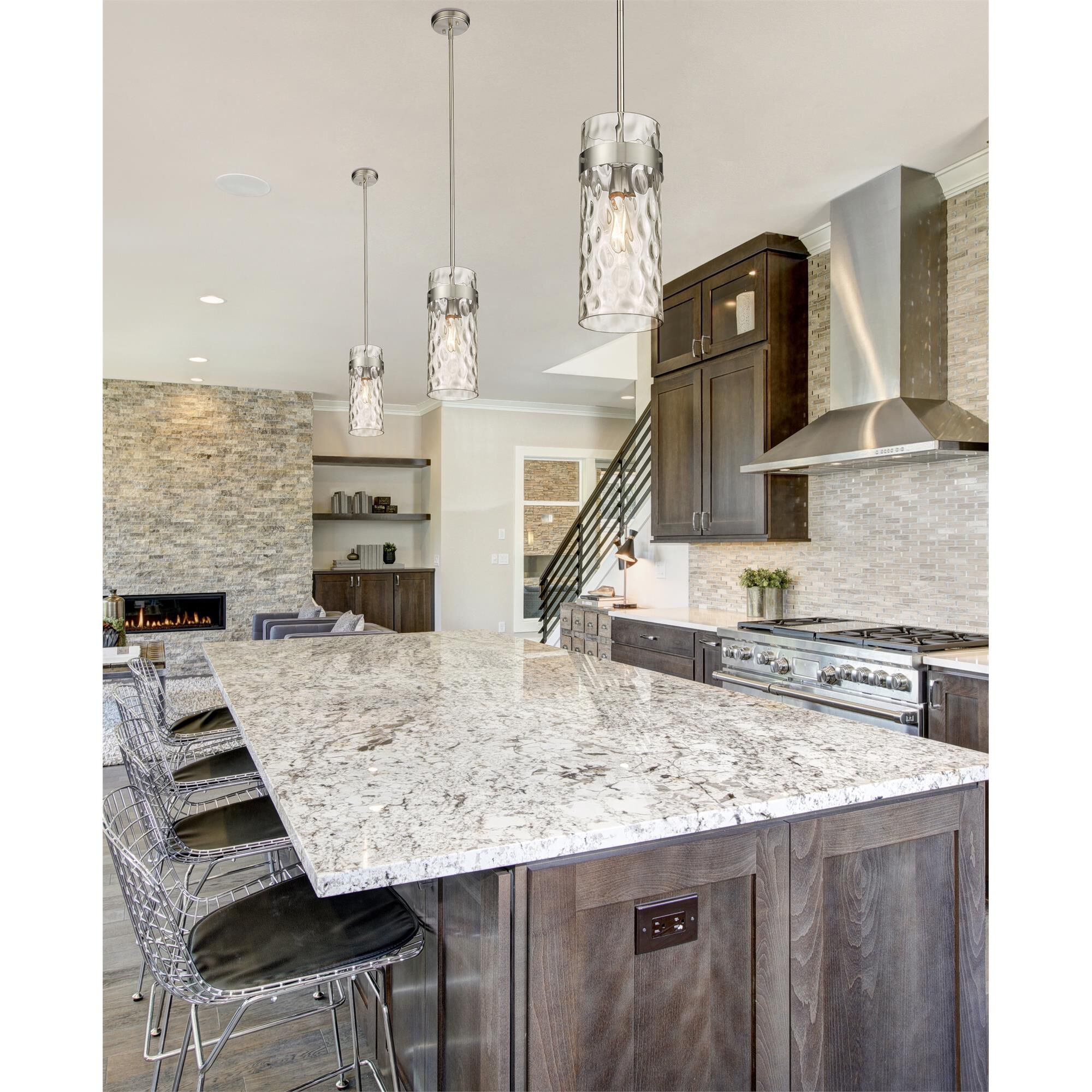 Shown in Brushed Nickel finish and Clear glass and No Shade shade