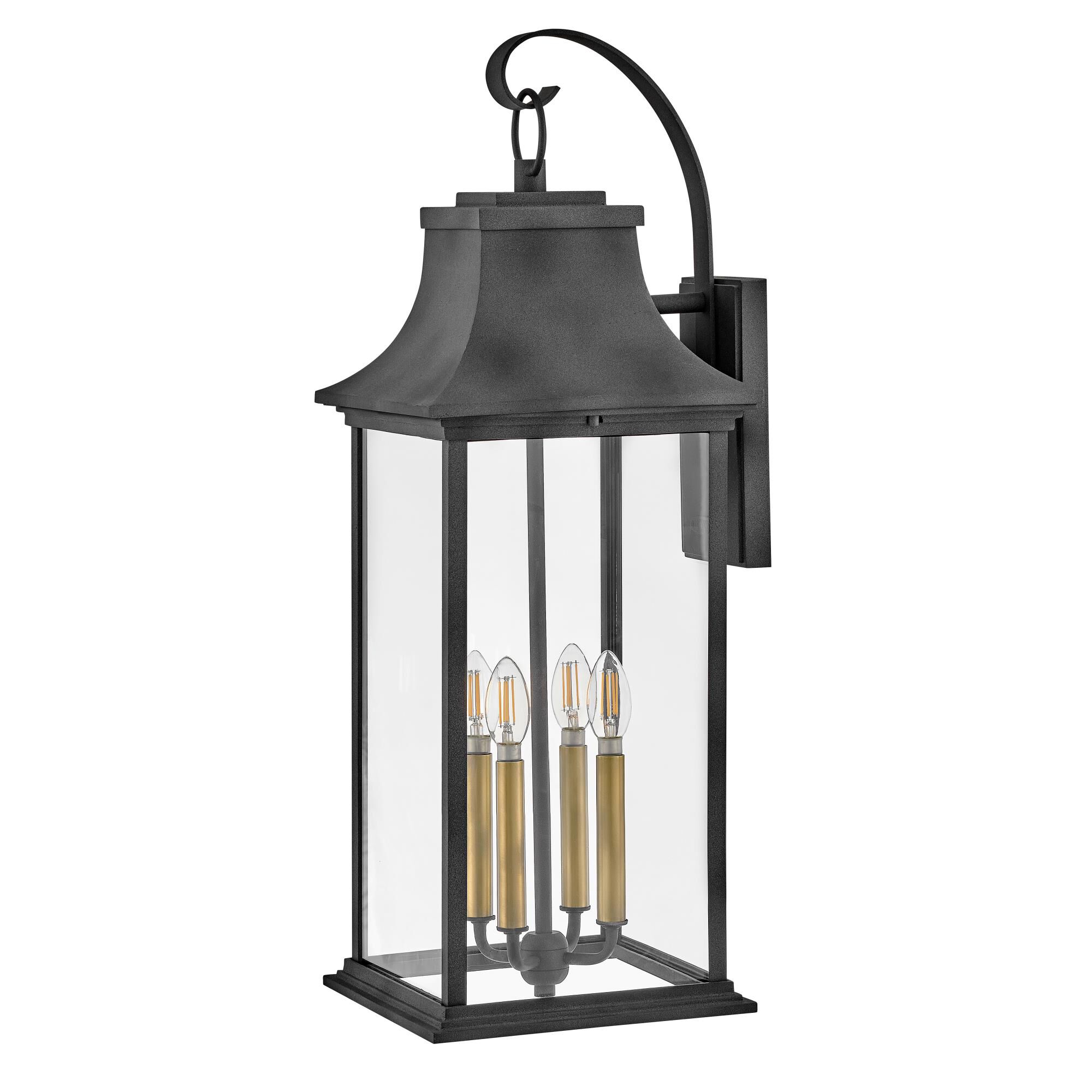 Shown in Aged Zinc with Heritage Brass Accents finish and Clear glass