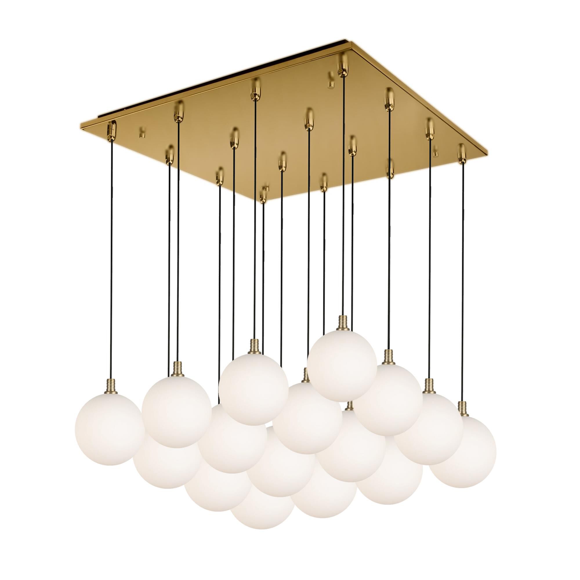 Shown in Brushed Gold finish and Opal glass