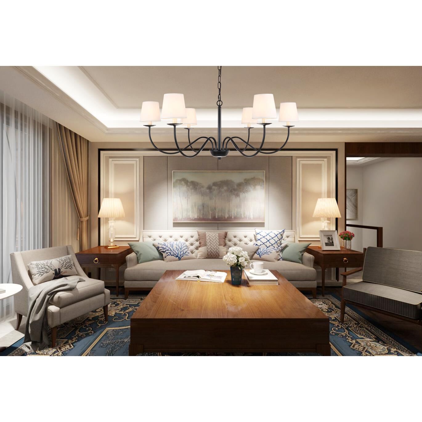 Eclipse 37 Inch 6 Light Chandelier by Elegant Lighting