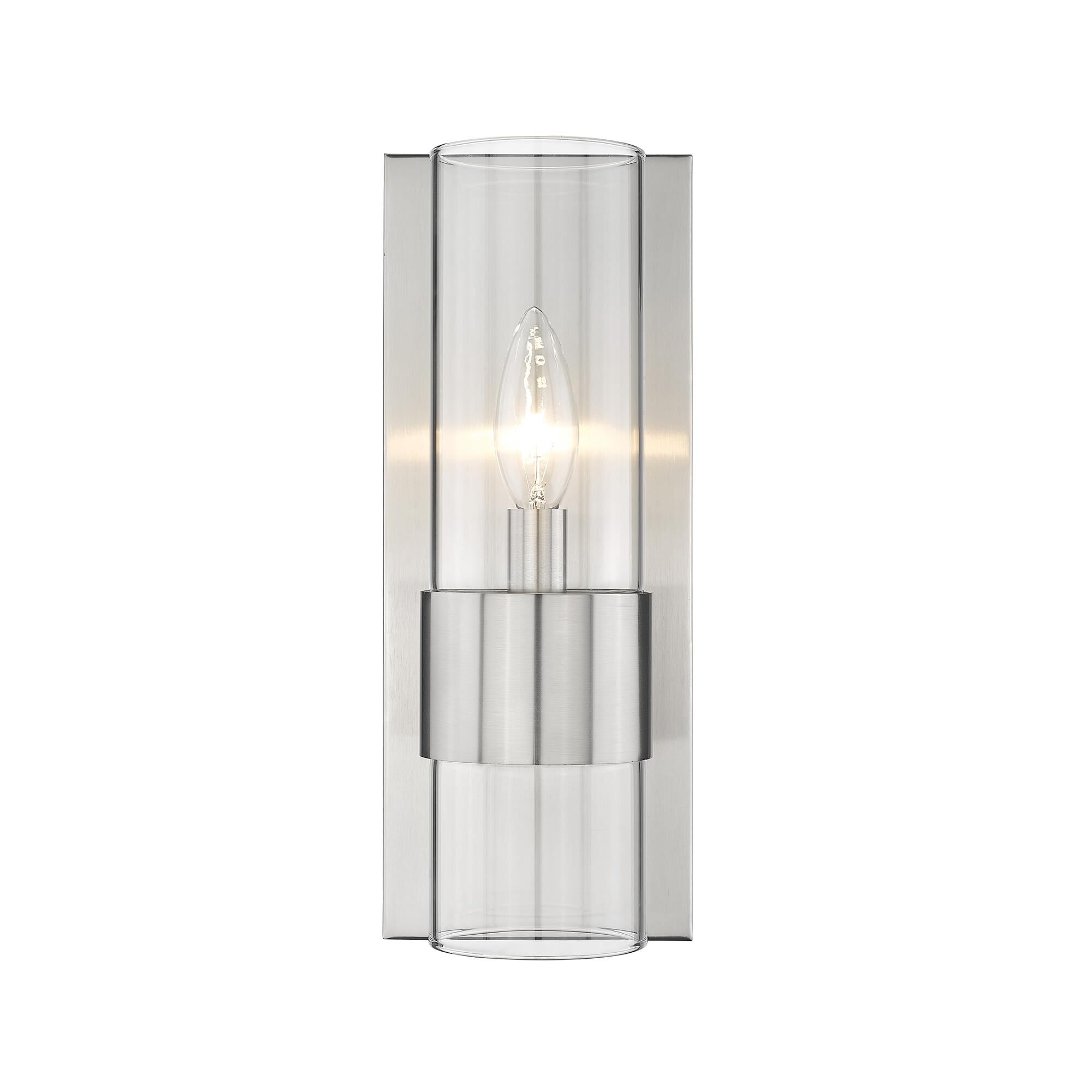 Shown in Brushed Nickel finish and Clear glass