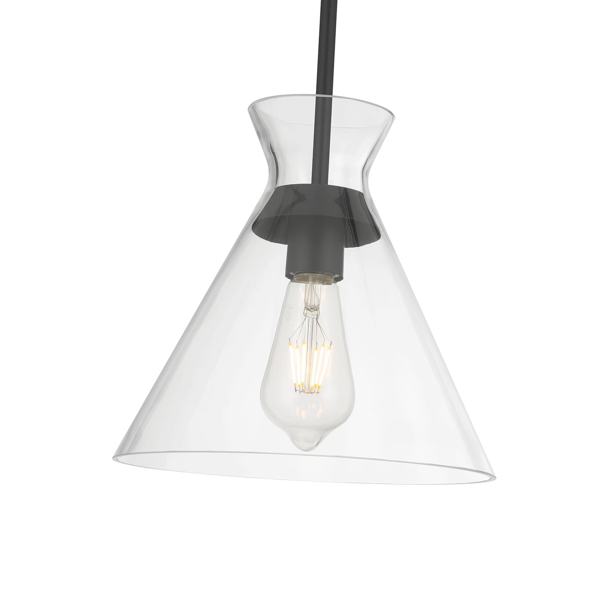 Shown in Matte Black finish and Clear glass