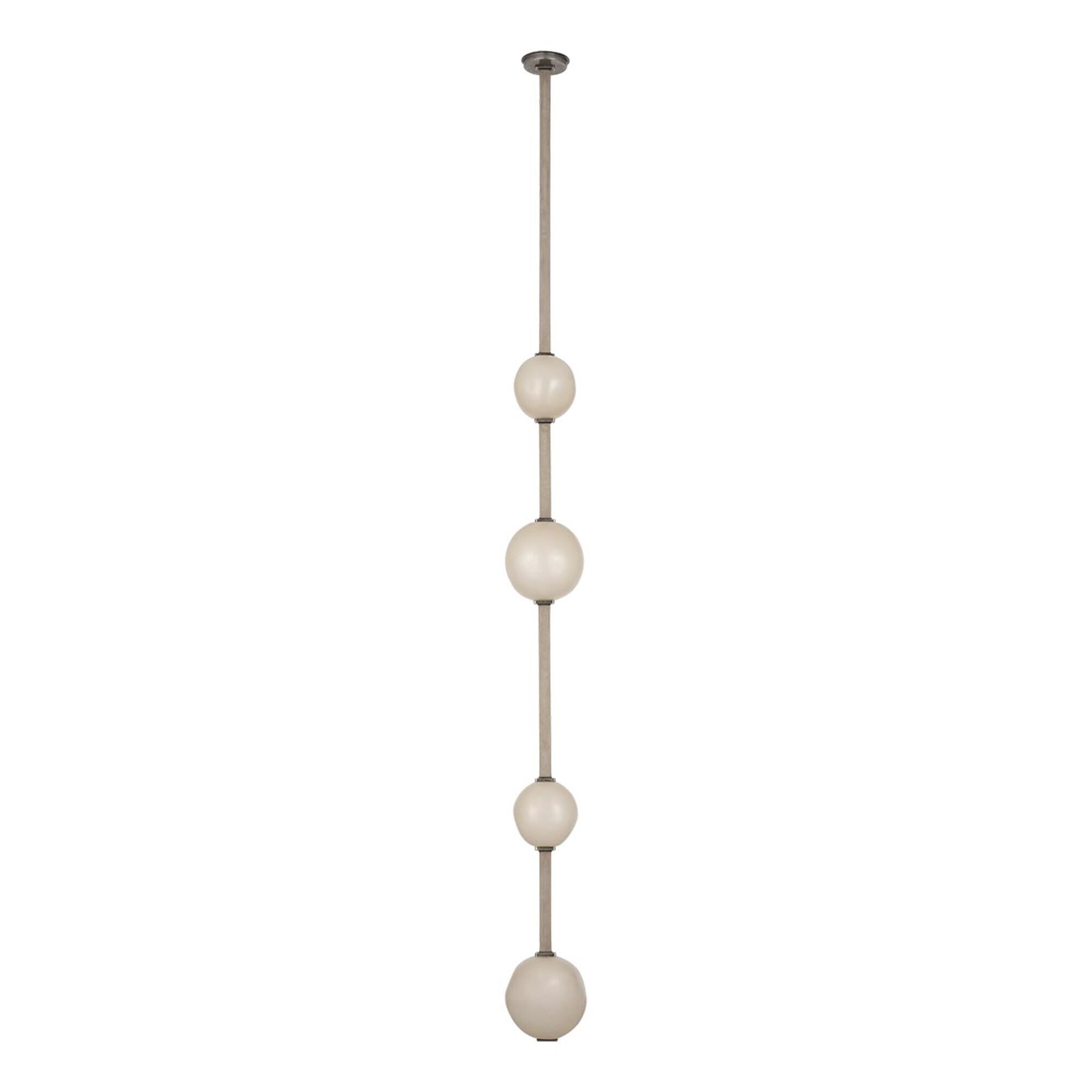 Shown in Ash Suede And Mottled Pewter finish and Fizzy Nude glass